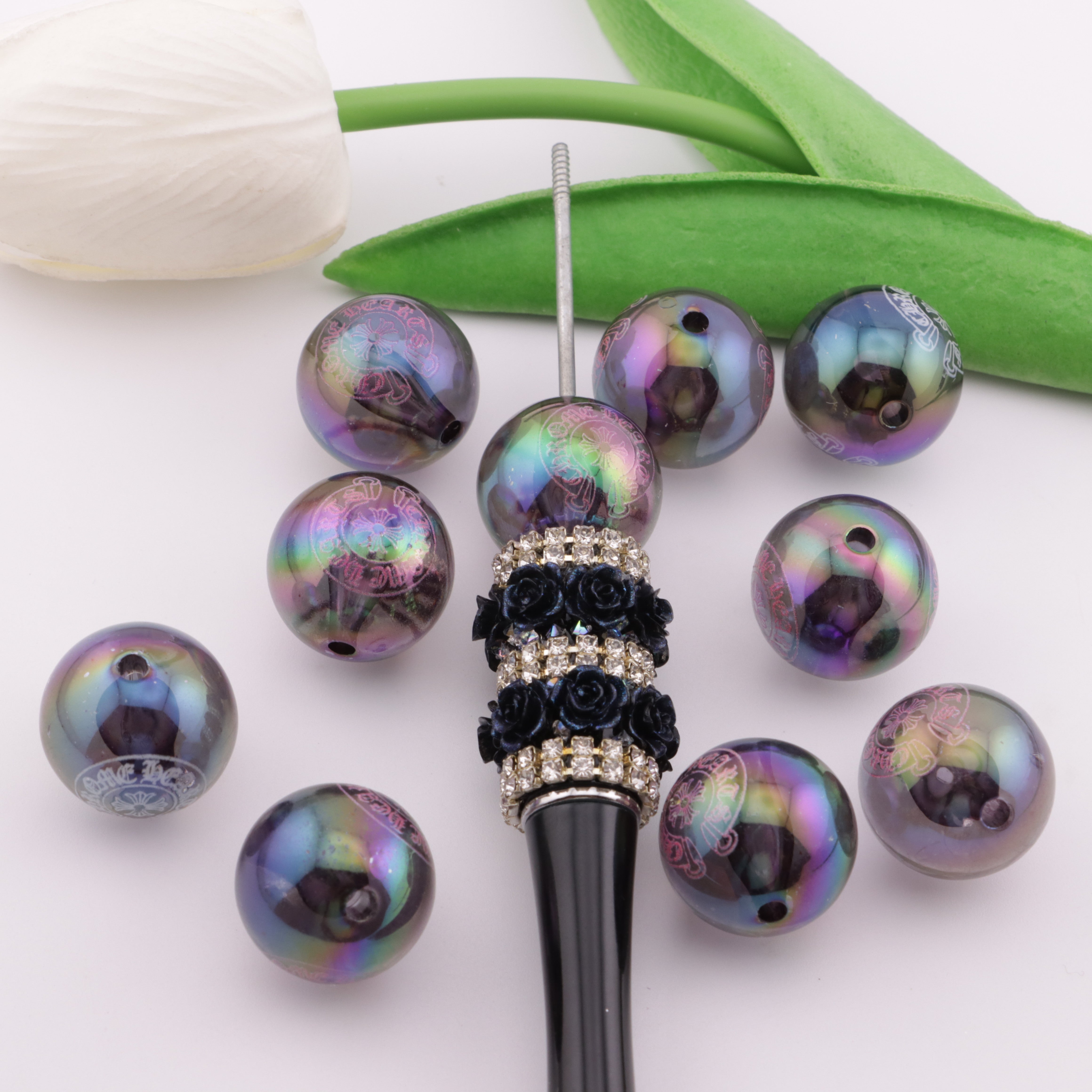 FS5540- 20mm High-Transparency UV-Coated Chrome Hearts-Style Acrylic Beads Zoe's DIY Shop