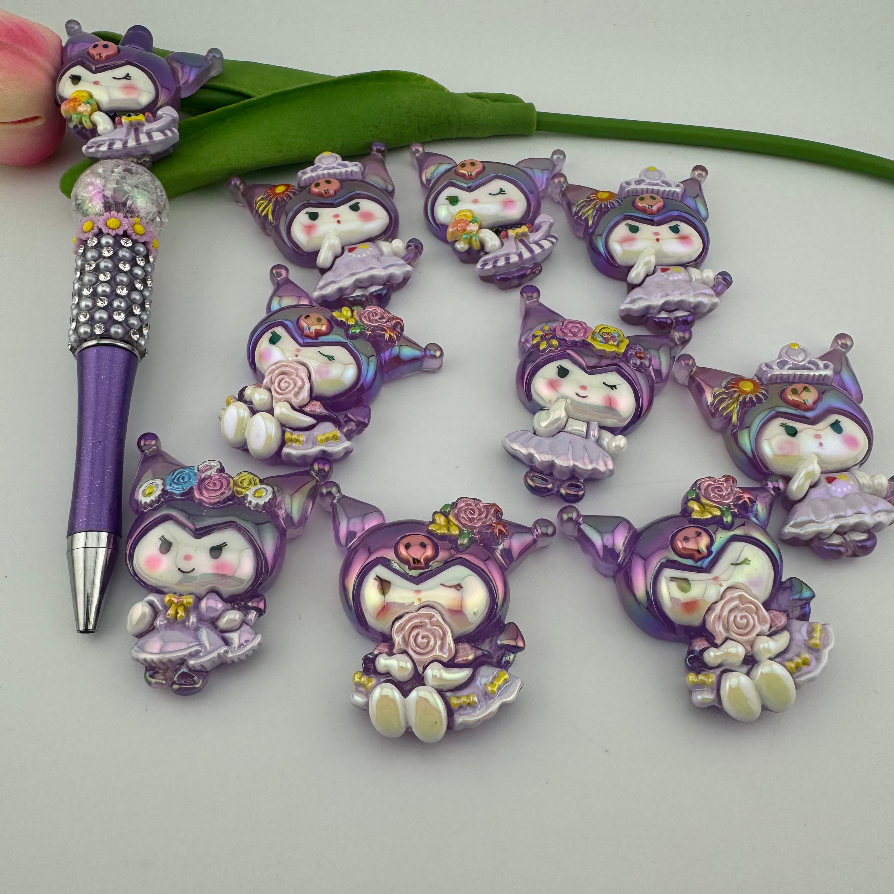 Purple UV Shiny Glowing KuKu Resin Beads Fit For Beadable Pens