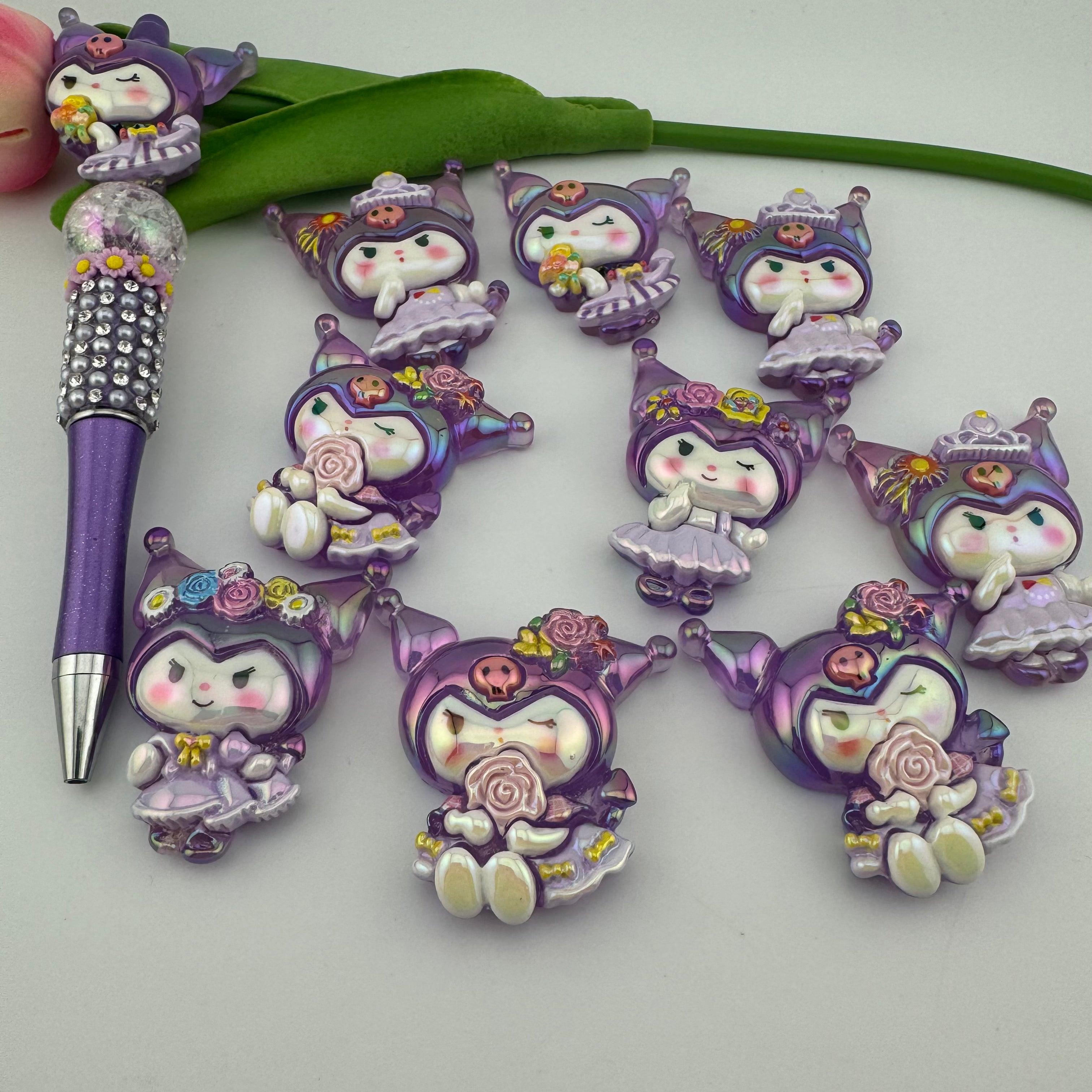 Purple UV Shiny Glowing KuKu Resin Beads Fit For Beadable Pens