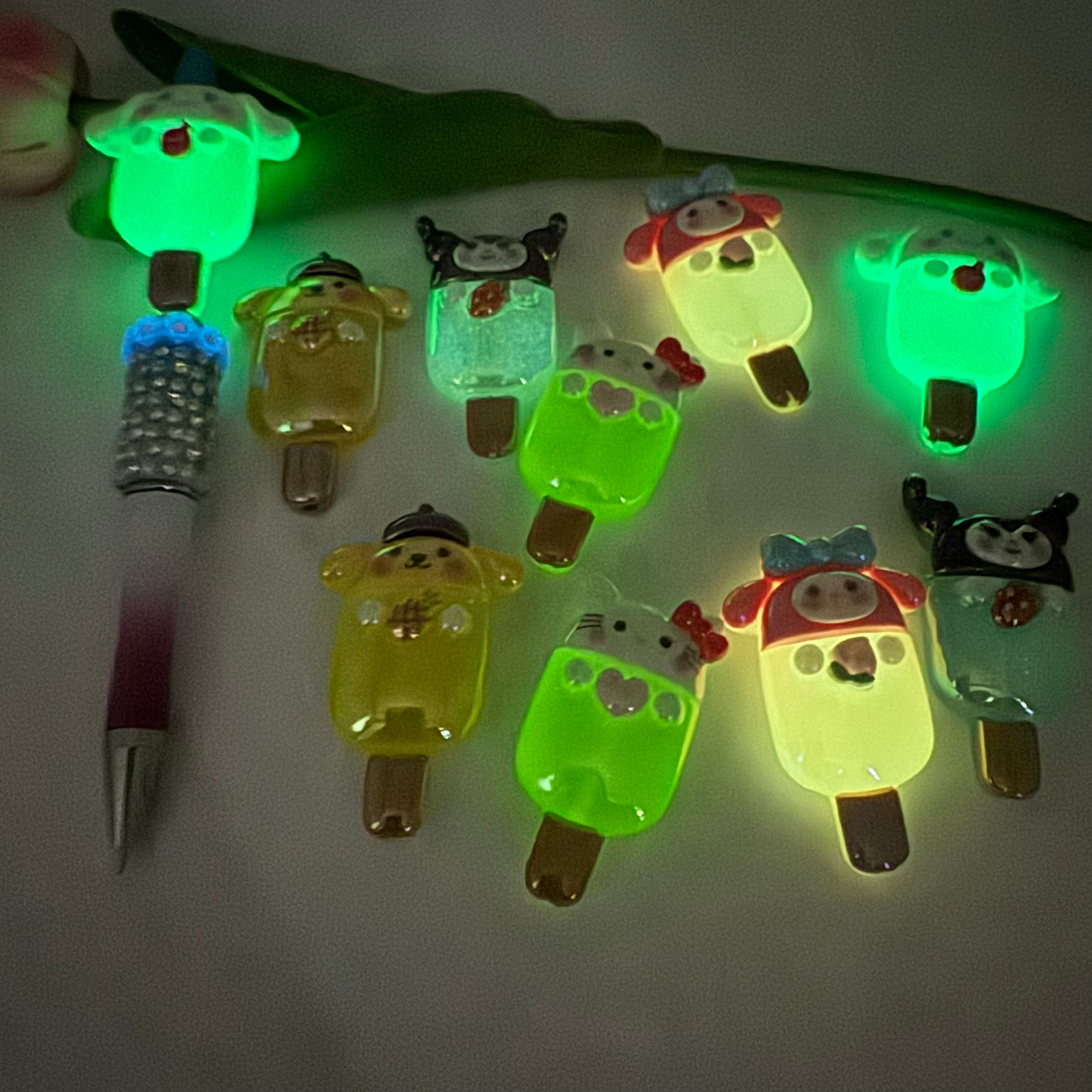 Mixed Glowing Sanrio Ice Cream Resin Beads Fit For Beadable Pens