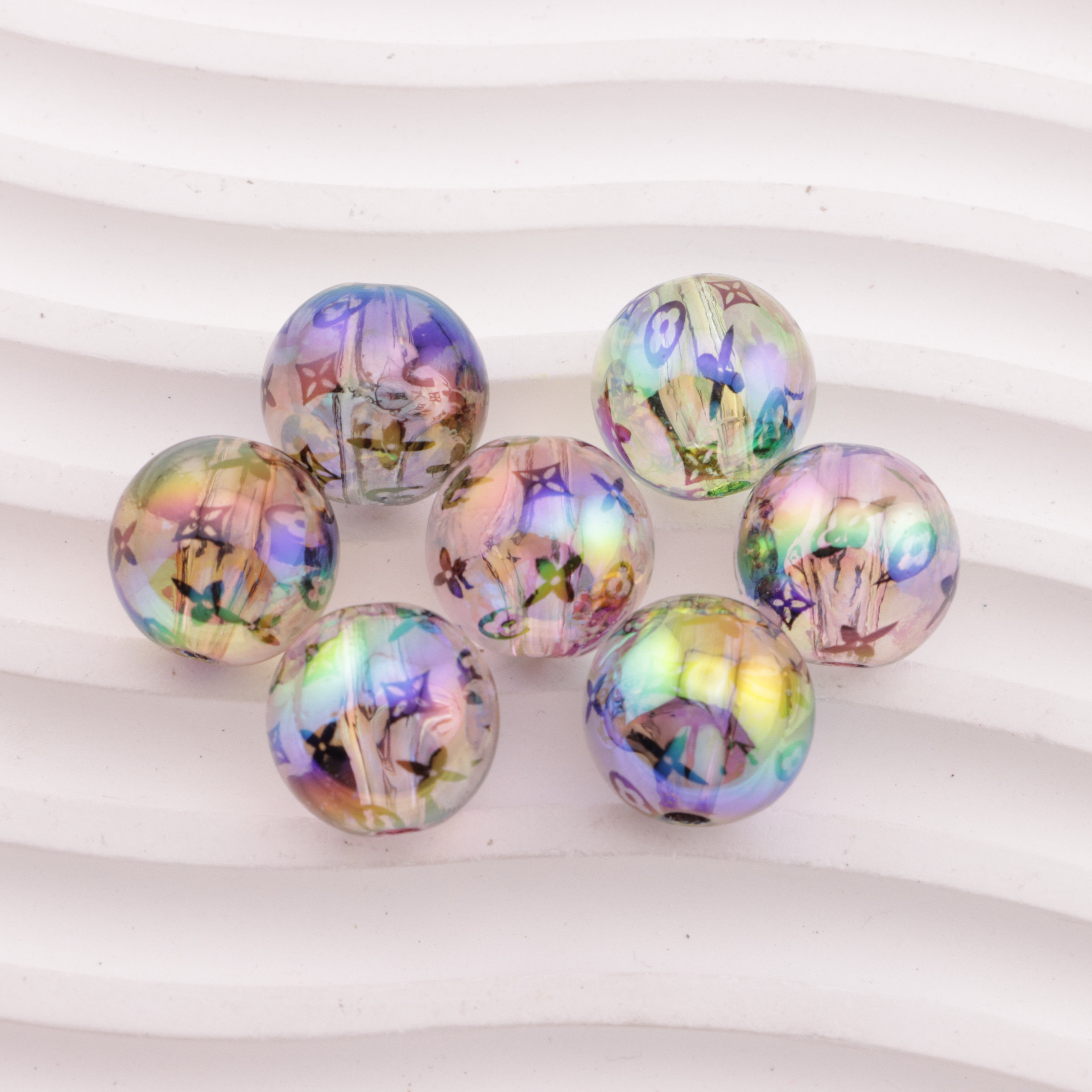 FS4286- 16mm Transparent Mixed-Color Lv Acrylic Beads UV Zoe's DIY Shop