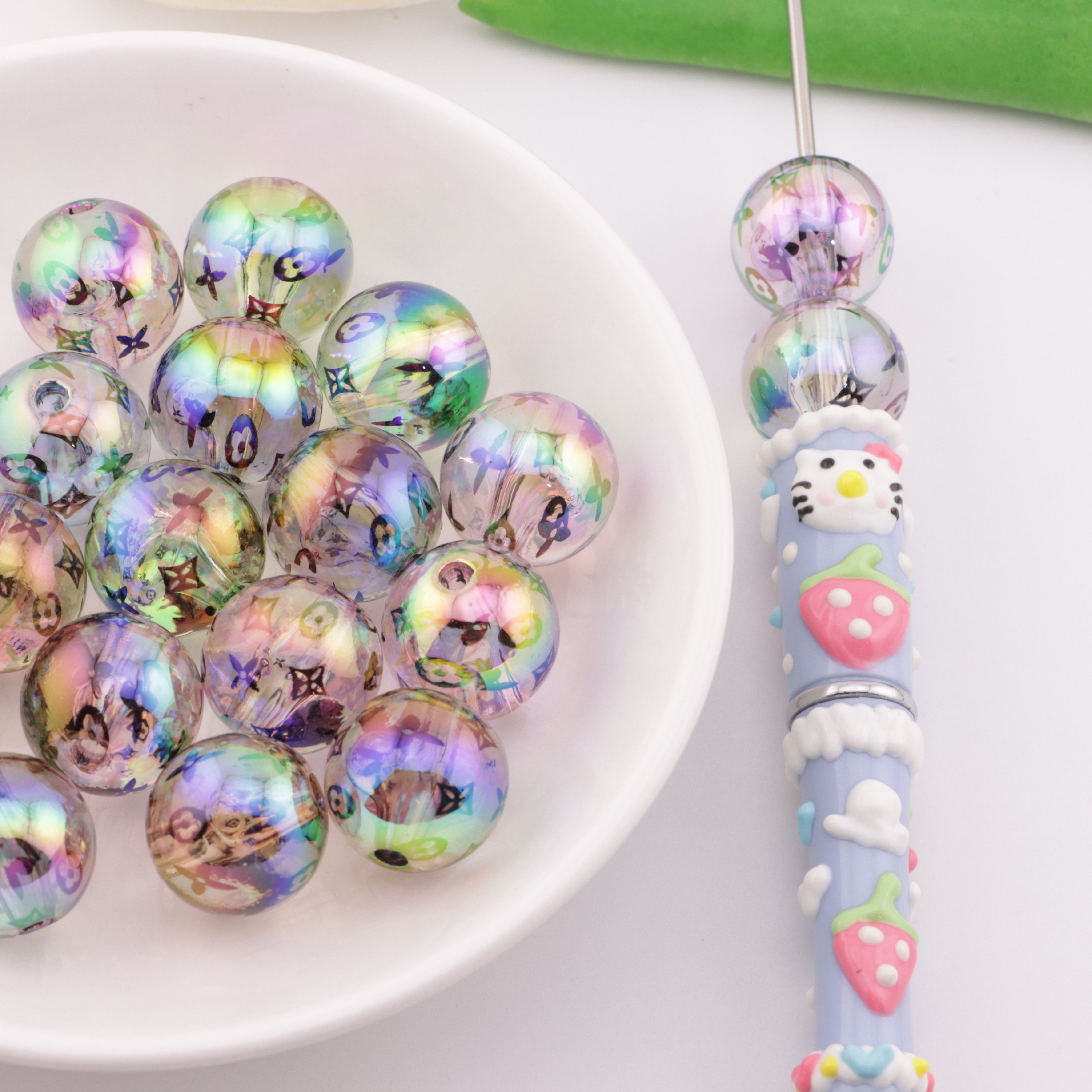 FS4286- 16mm Transparent Mixed-Color Lv Acrylic Beads UV Zoe's DIY Shop