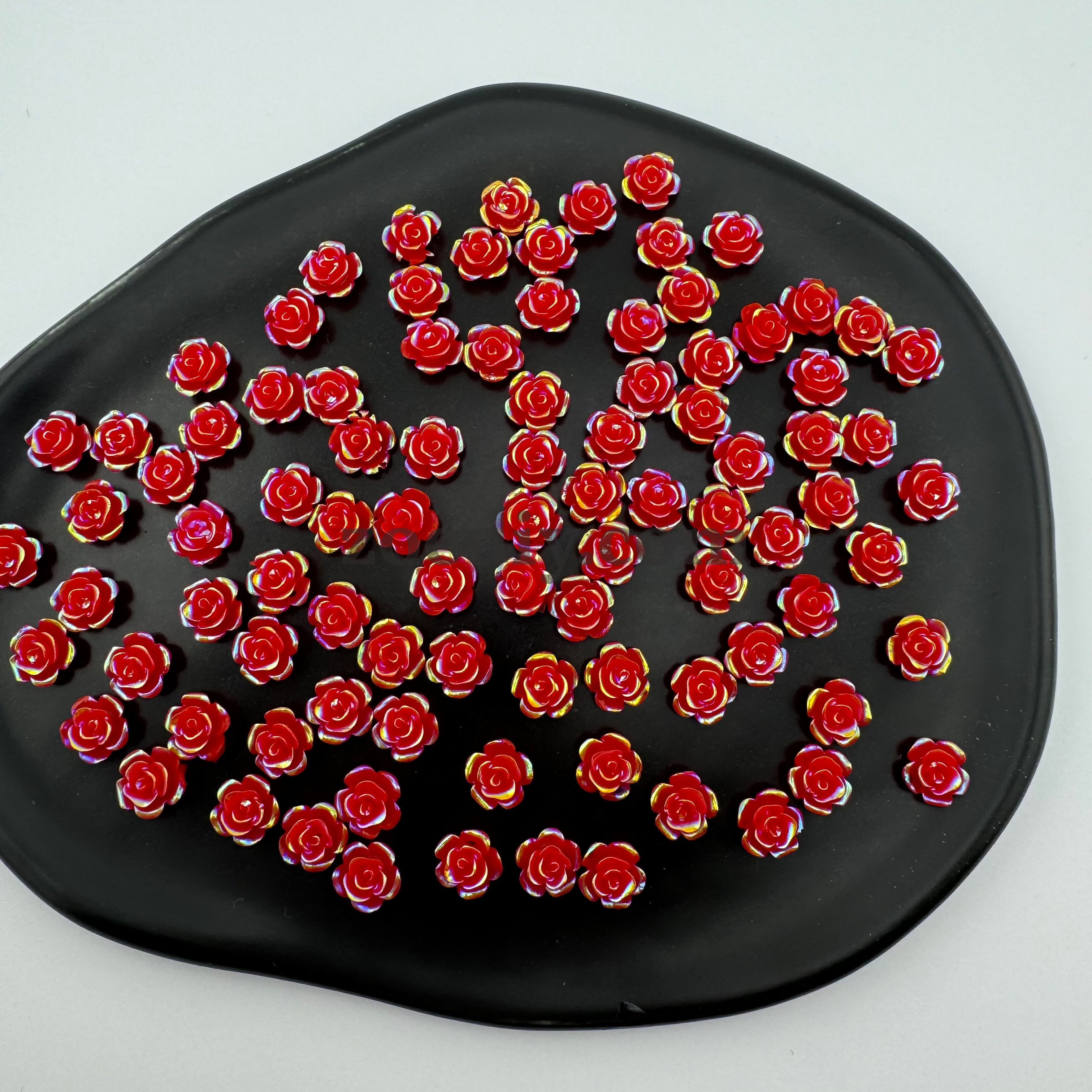 FS0015- 8*8mm Size Red Flower Resin Nail Charms For Making Fancy Bead Or Fancy Pen