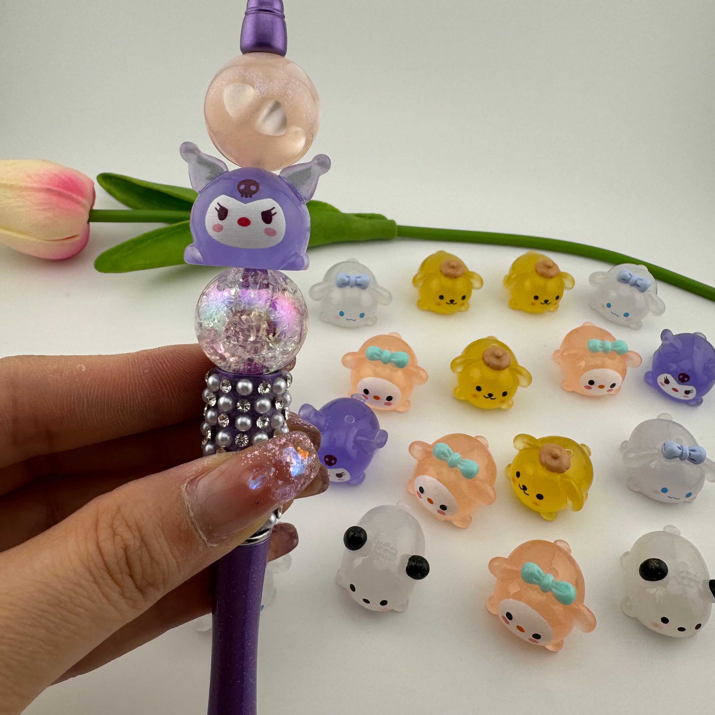 Mixed Stereoscopic Sanrio Glowing Resin Beads Fit For Beadable Pens