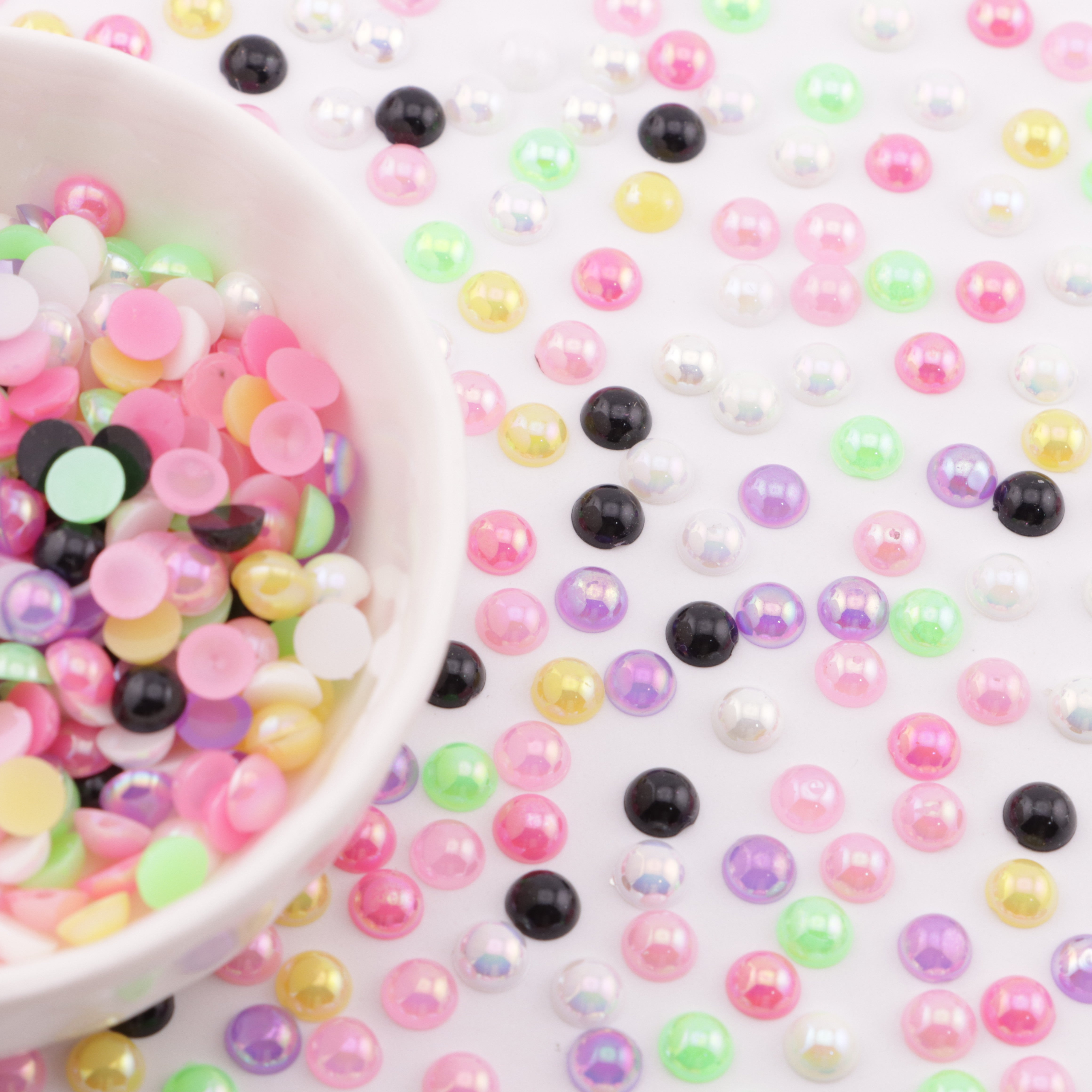 FS3640- 5mm Ab Color Half Round Pearl Colored Plated Half Round Pearl