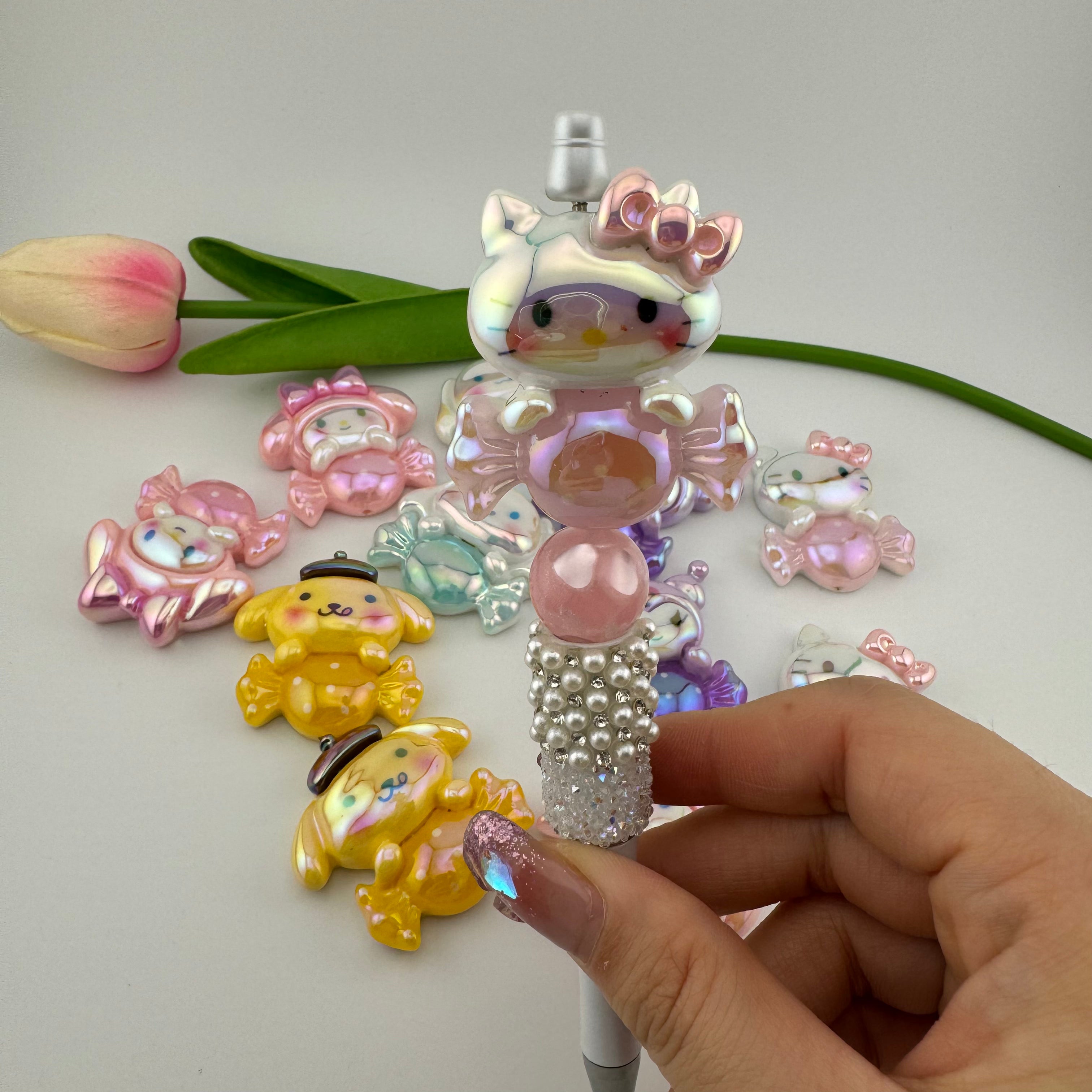 Candy Color UV Shiny Sanrio Resin Beads Fit For Beadable Pens