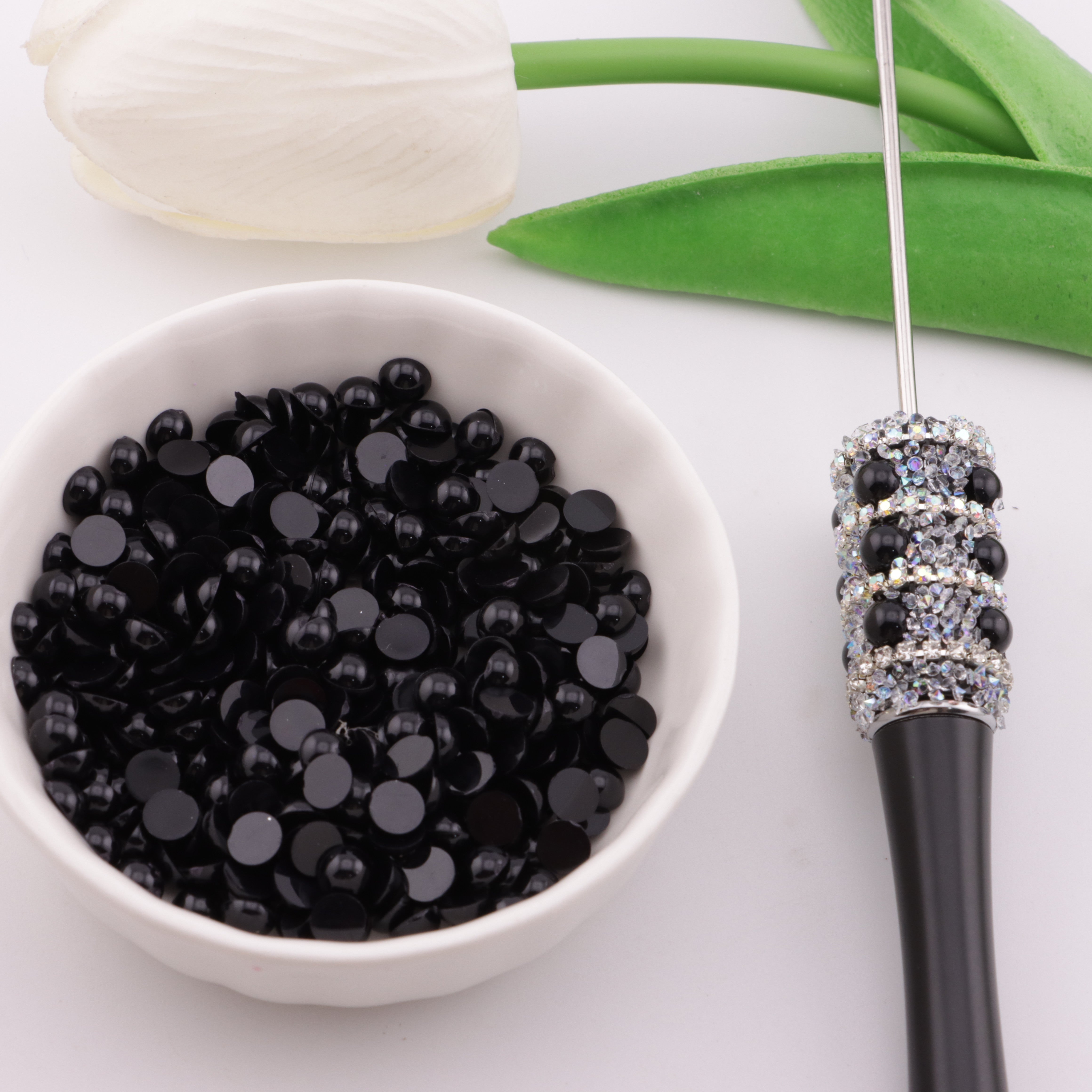 FS3640- 5mm Ab Color Half Round Pearl Colored Plated Half Round Pearl