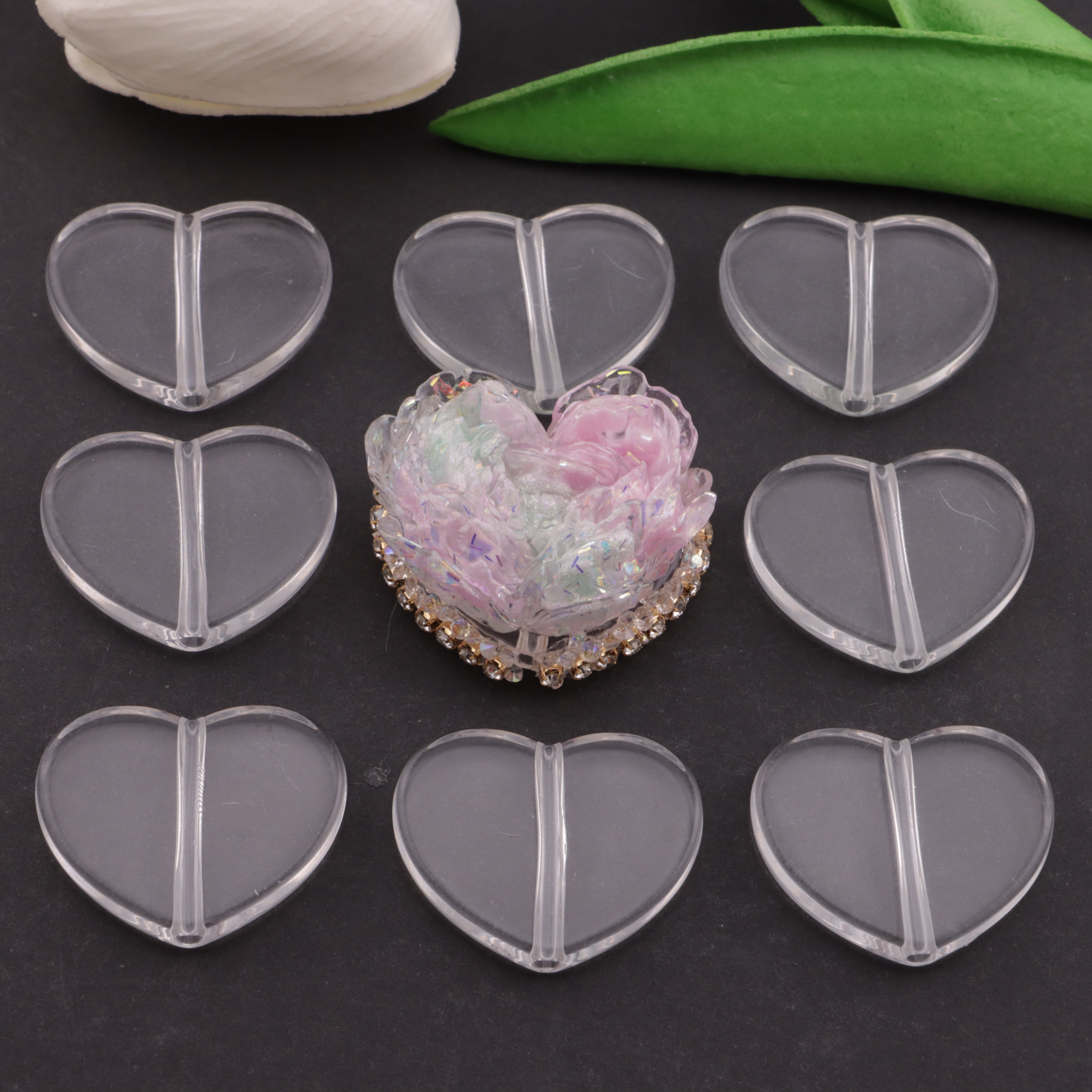 FS6151- 25*31Mm Heart Plate Based Beads, Heart-Shaped Round Plate Bottom Beads