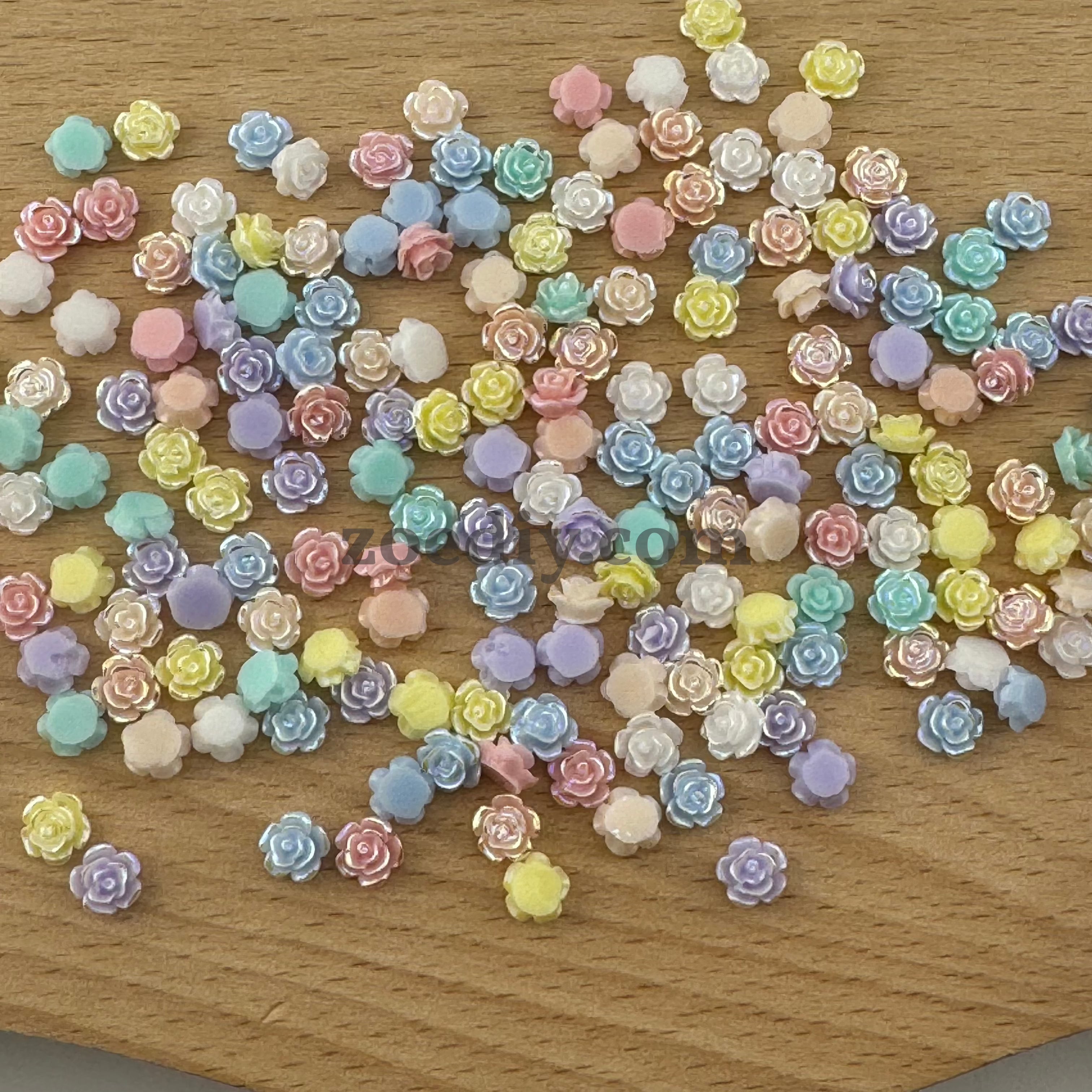 FS1316- 6MM UV Rose Solid Color Rose Resin Nail Charms For Making Fance Pen Or Fancy Bead