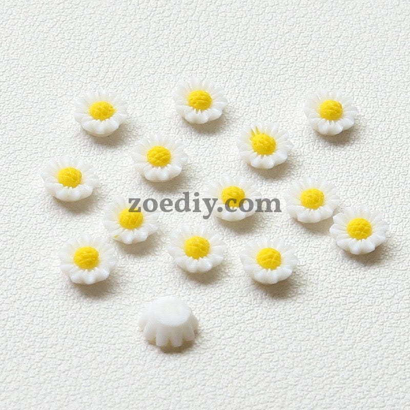 FS1317- 6MM Dasiy Flower Resin Nail Charms For Making Fancy Bead Or Fancy Pen