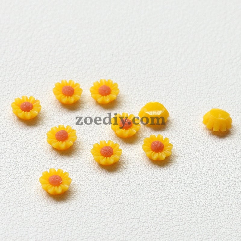 FS1317- 6MM Dasiy Flower Resin Nail Charms For Making Fancy Bead Or Fancy Pen