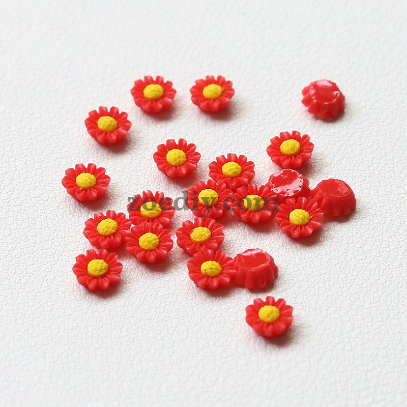 FS1317- 6MM Dasiy Flower Resin Nail Charms For Making Fancy Bead Or Fancy Pen