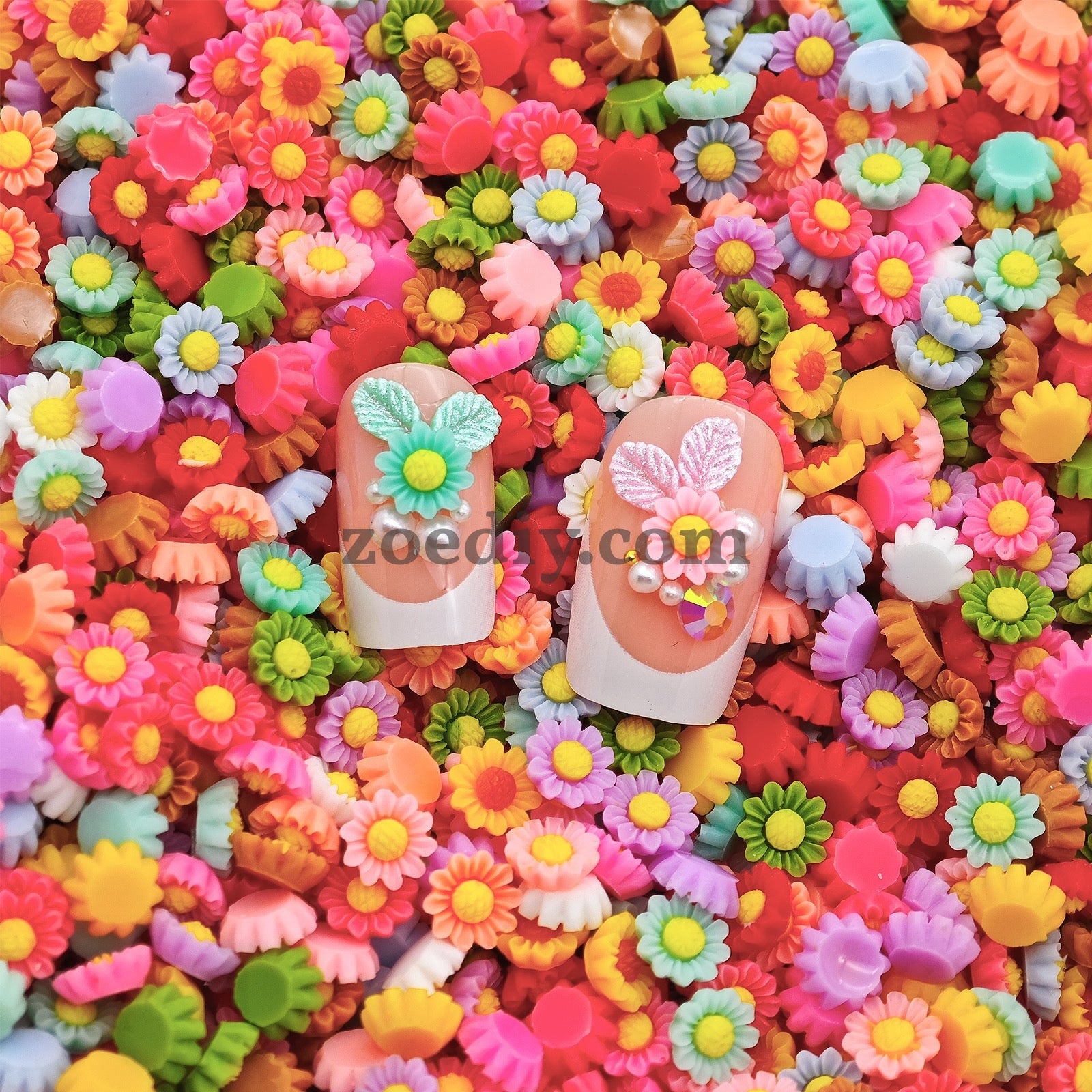 FS1317- 6MM Dasiy Flower Resin Nail Charms For Making Fancy Bead Or Fancy Pen