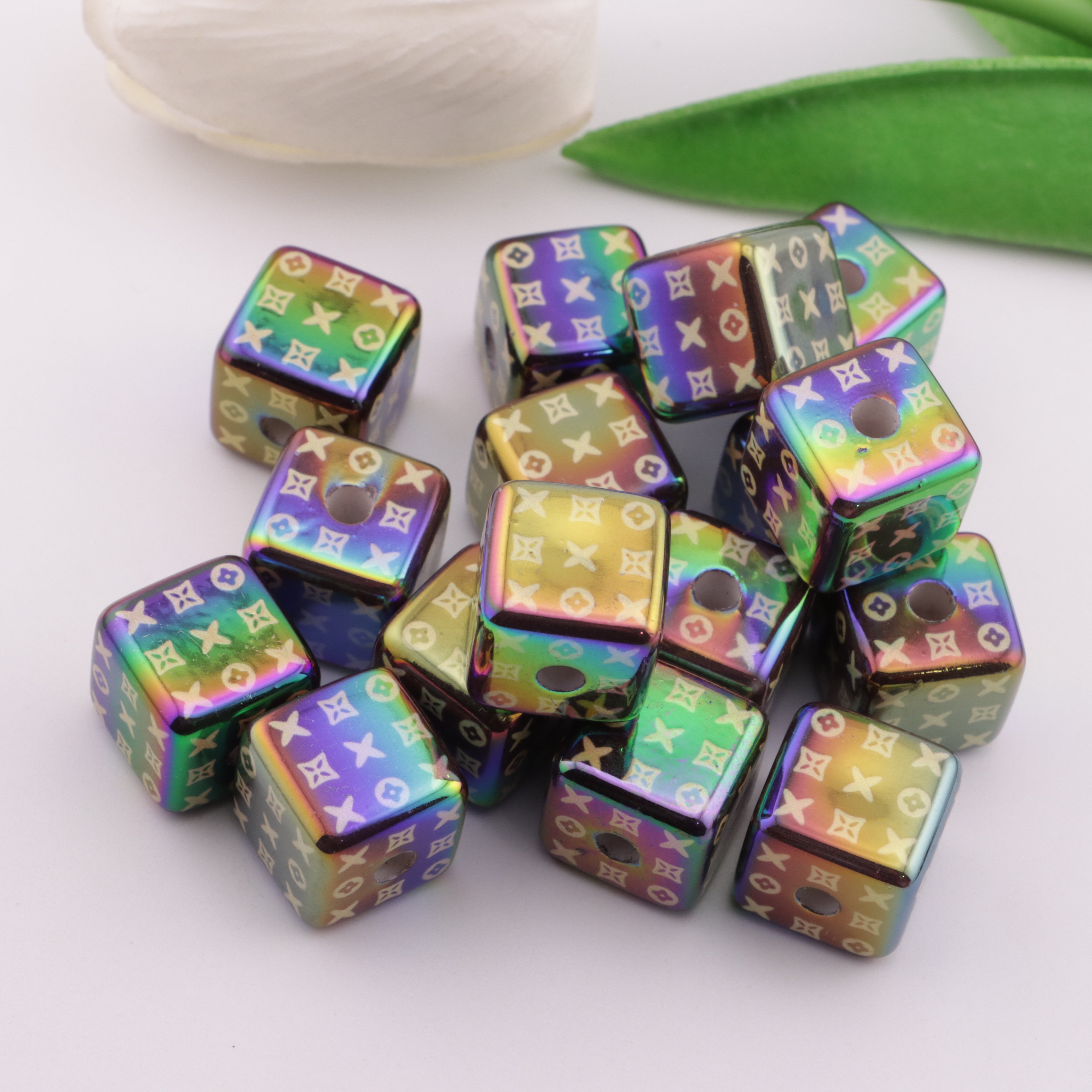 FS0098- Approximately 15mm Brown UV - Coated LV Monogram Squares Zoe's DIY Shop