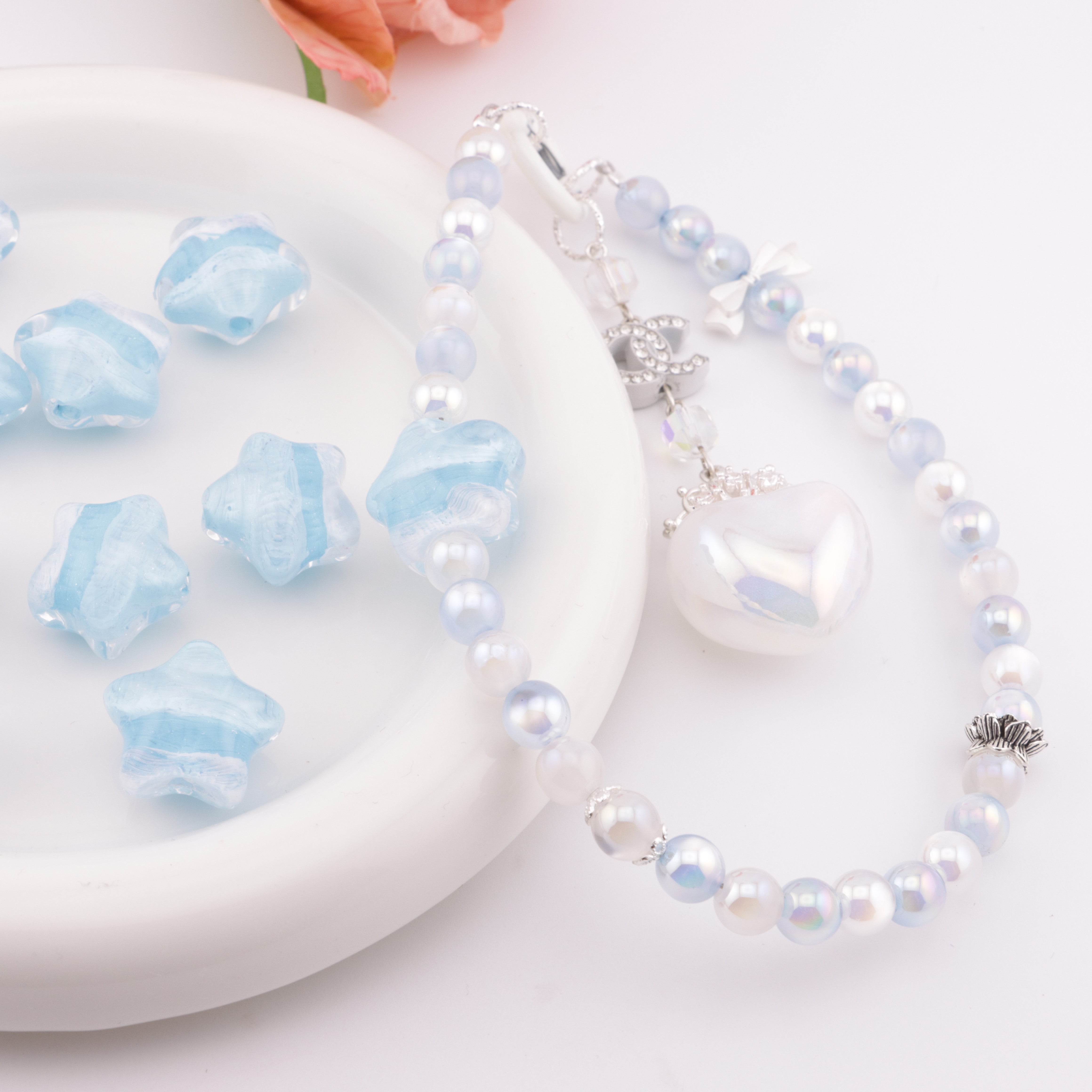 FS4186- 20mm Hand-Painted Five-Pointed Star Oil Painting Resin Beads