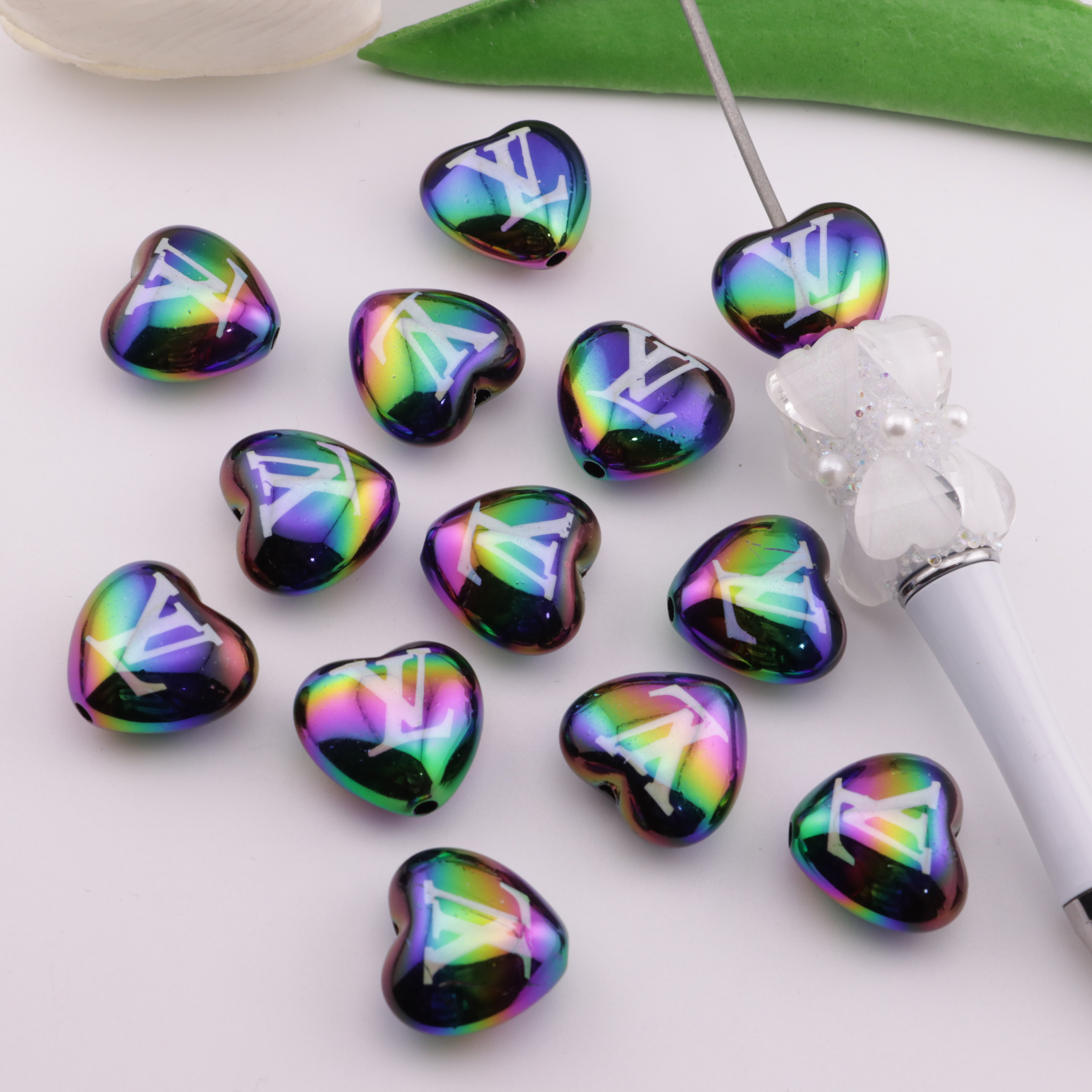 FS3941- 18×20Mm Acrylic Uv Plated Heart-Shaped Lv Beads Zoe's DIY Shop