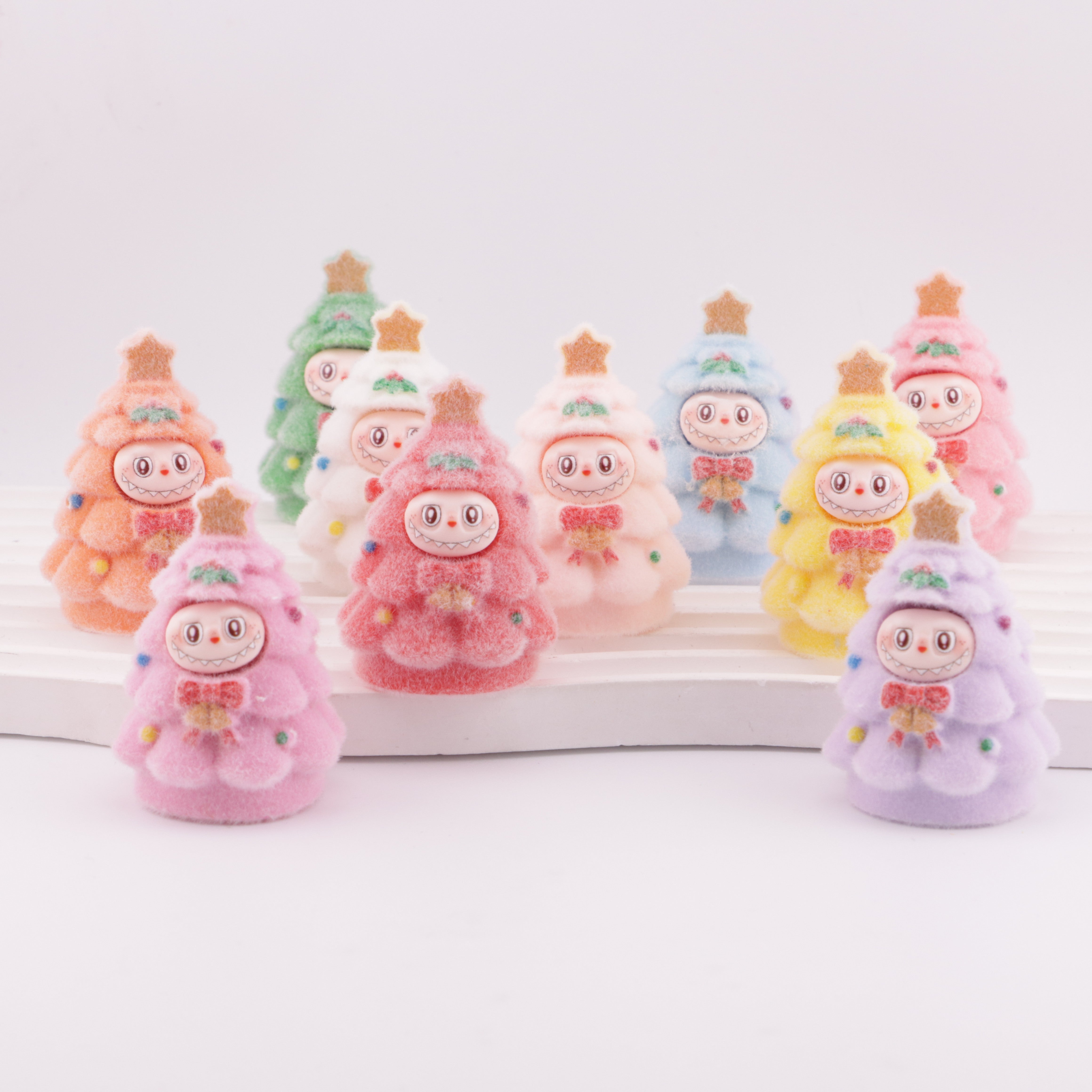 FS6175- Flocked LBB Christmas Tree Beads