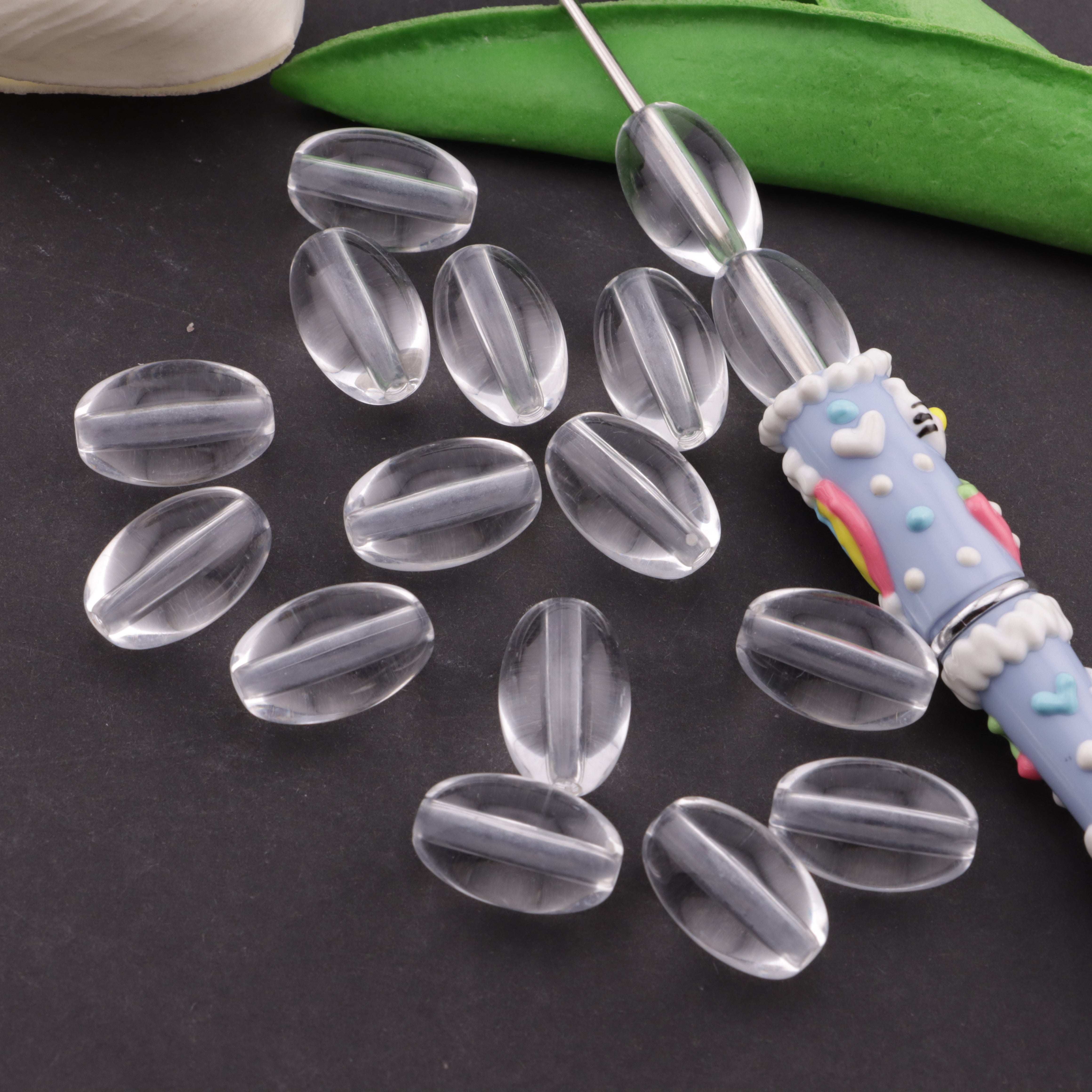 FS6123- 18.5*12mm Elliptical Clear Based Beads Fit For Pen