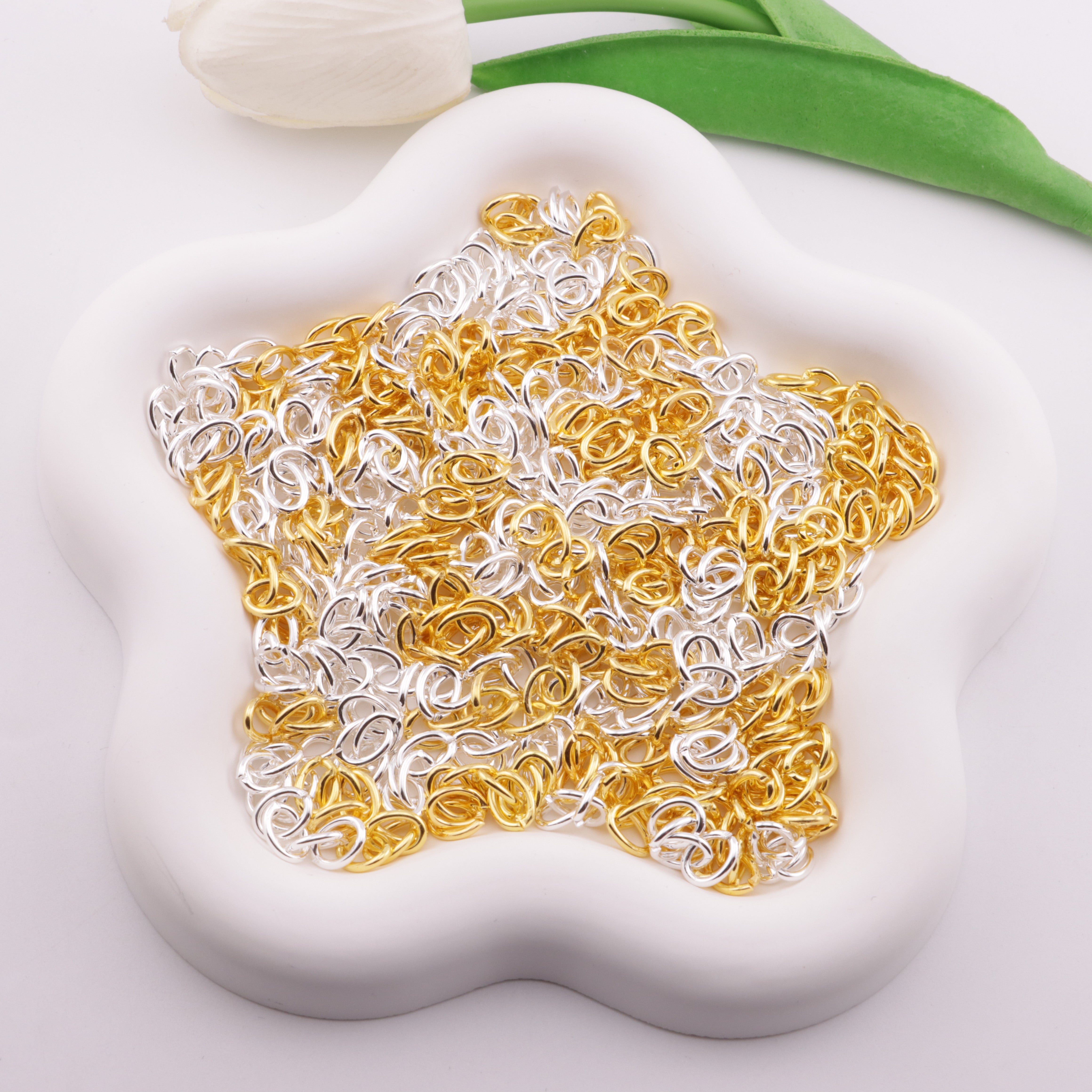 FS6177- 6.5×28mm 4 Section Chain Gold And Silver 4-Section Chain