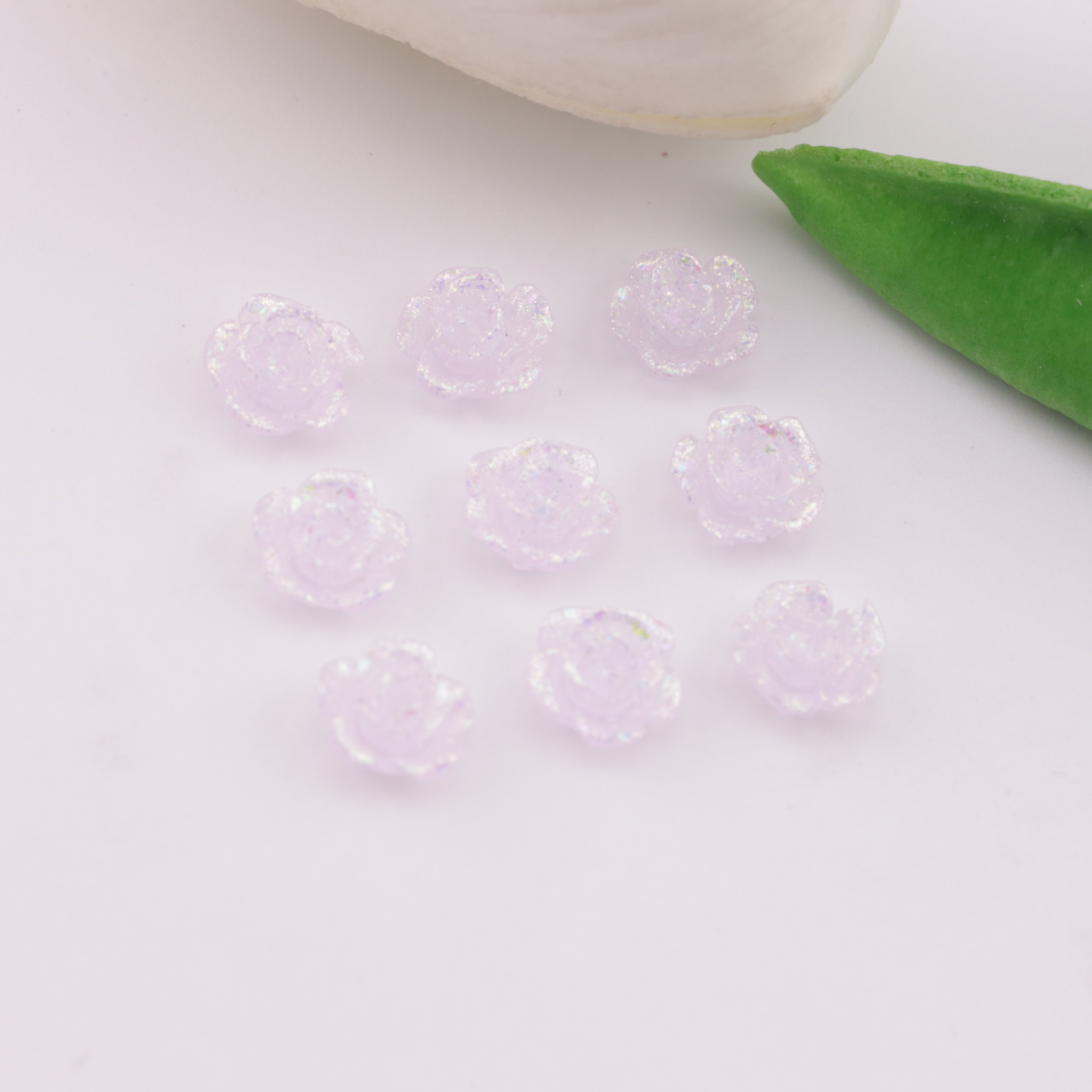 FS6173- 8mm Rose Charms Glitter Translucent Rose Patches Zoe's DIY Shop