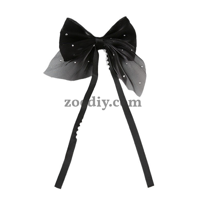 FS1362- Fabric Bow With Dangle For Making Fancy Bead or Hairpin