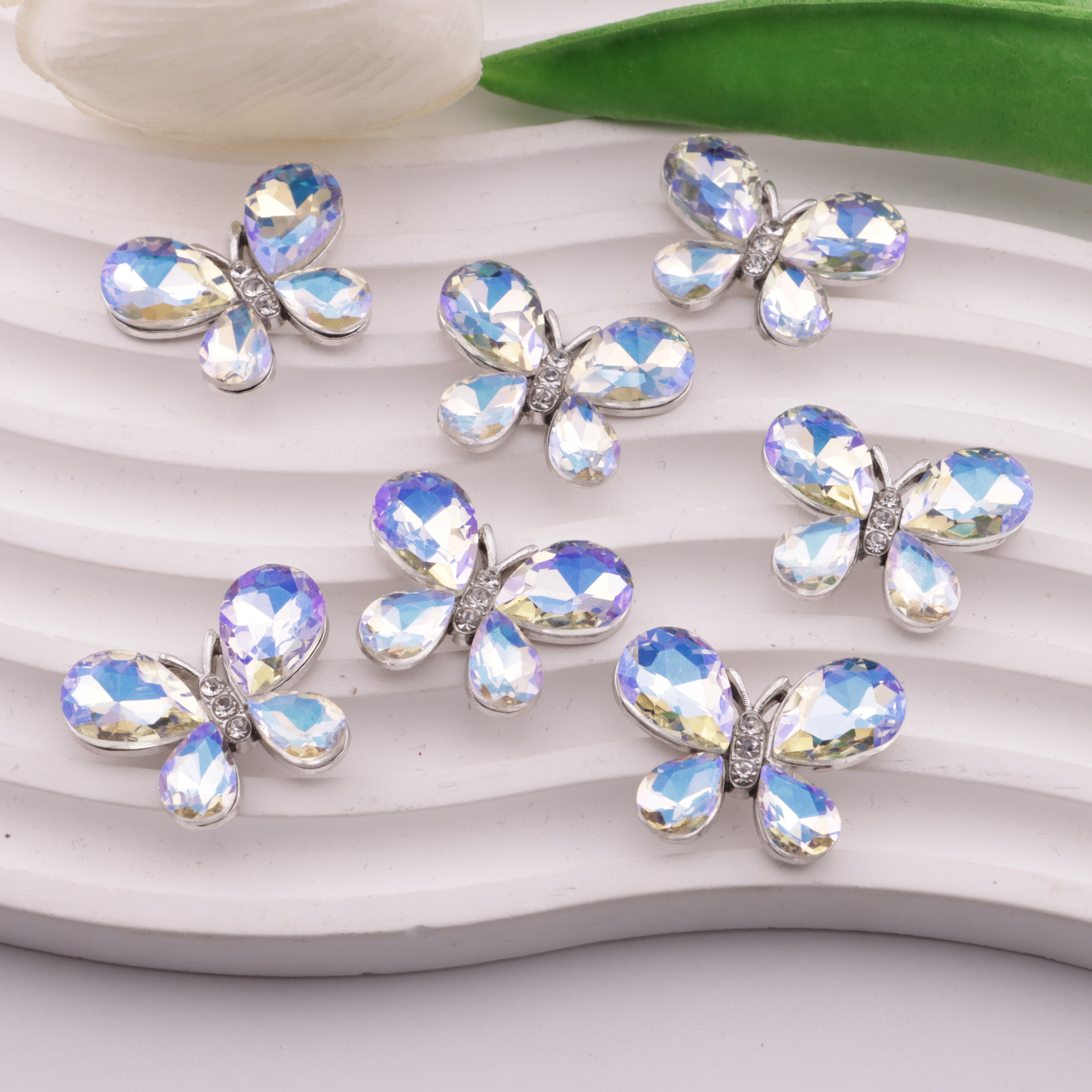 FS6194- 21×27mm Butterfly Metal Charms Butterfly Rhinestone Metal Patches