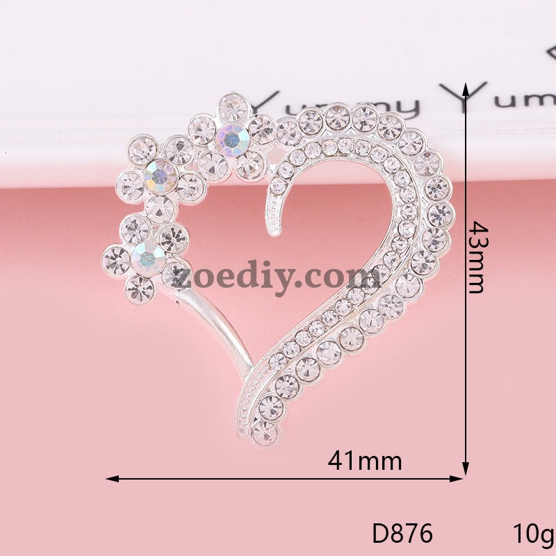 FS1363- Sparkling Plum Blossom Flower Heart Alloy Patch For Making Fancy Beads