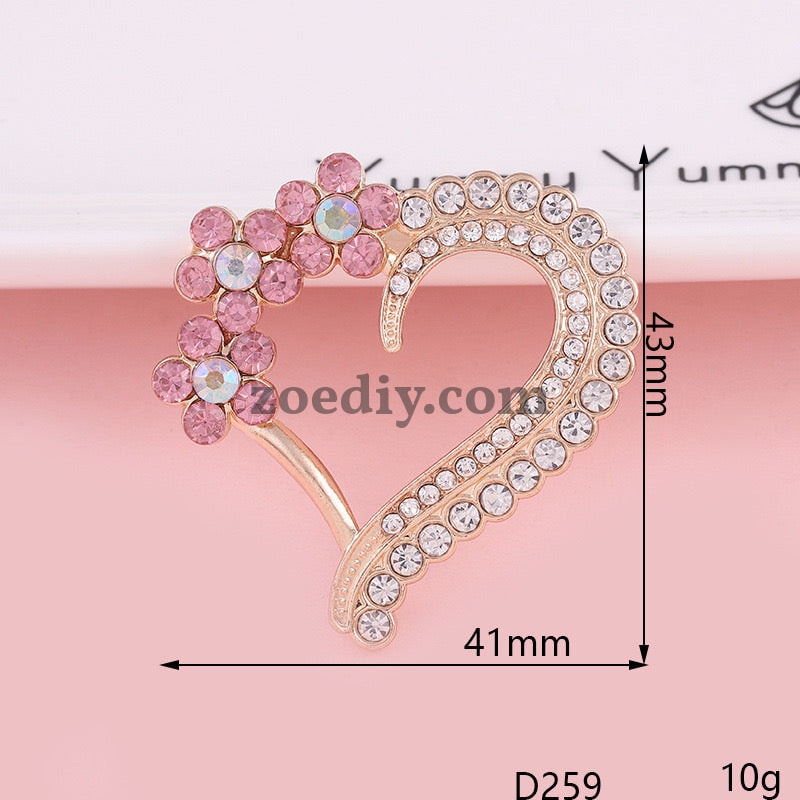 FS1363- Sparkling Plum Blossom Flower Heart Alloy Patch For Making Fancy Beads