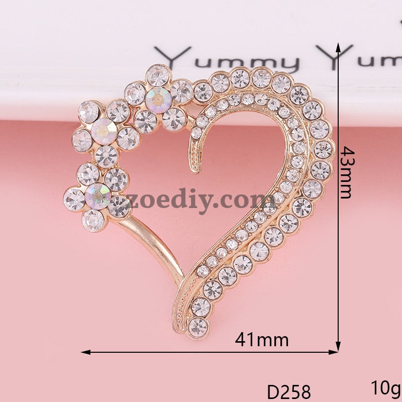 FS1363- Sparkling Plum Blossom Flower Heart Alloy Patch For Making Fancy Beads