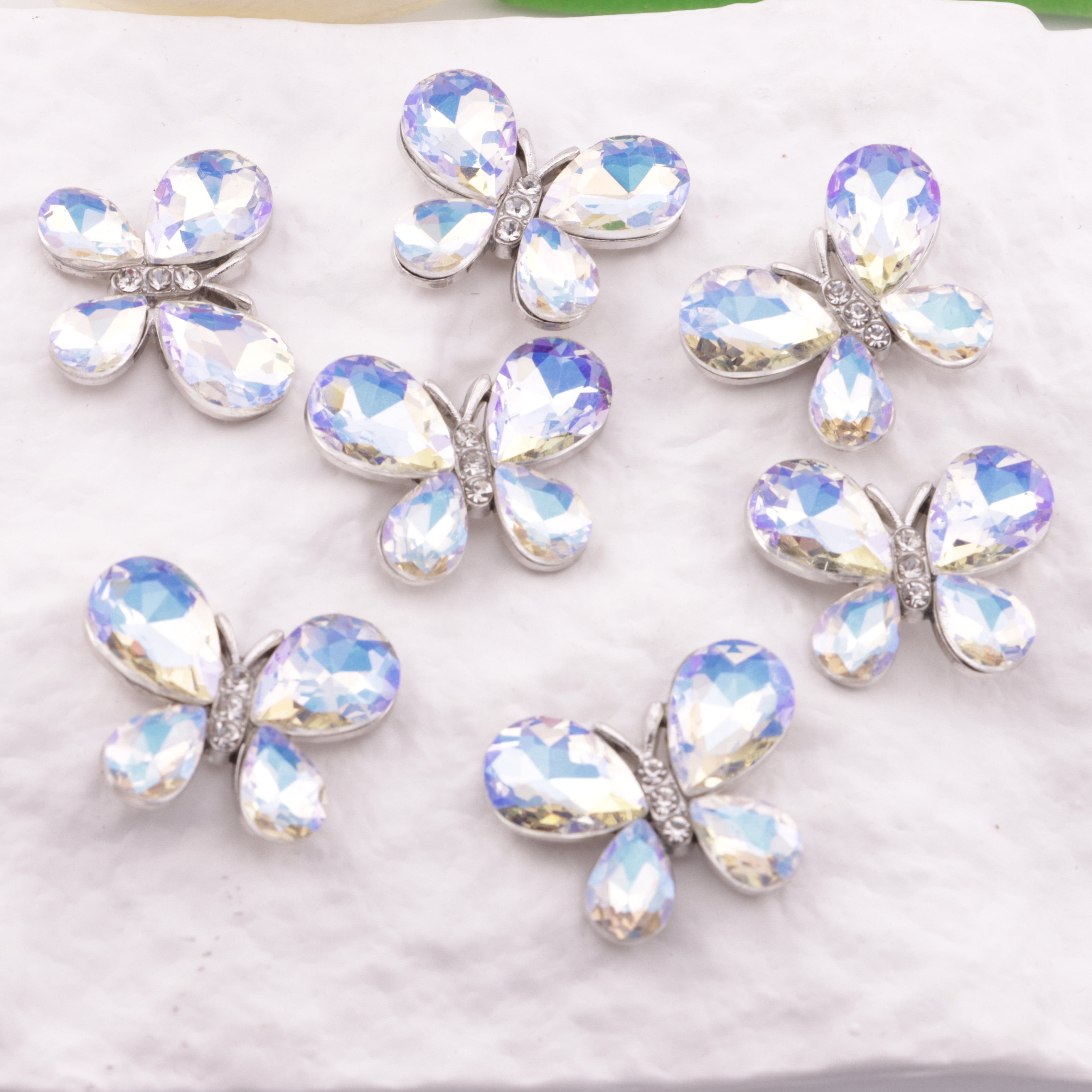 FS6194- 21×27mm Butterfly Metal Charms Butterfly Rhinestone Metal Patches