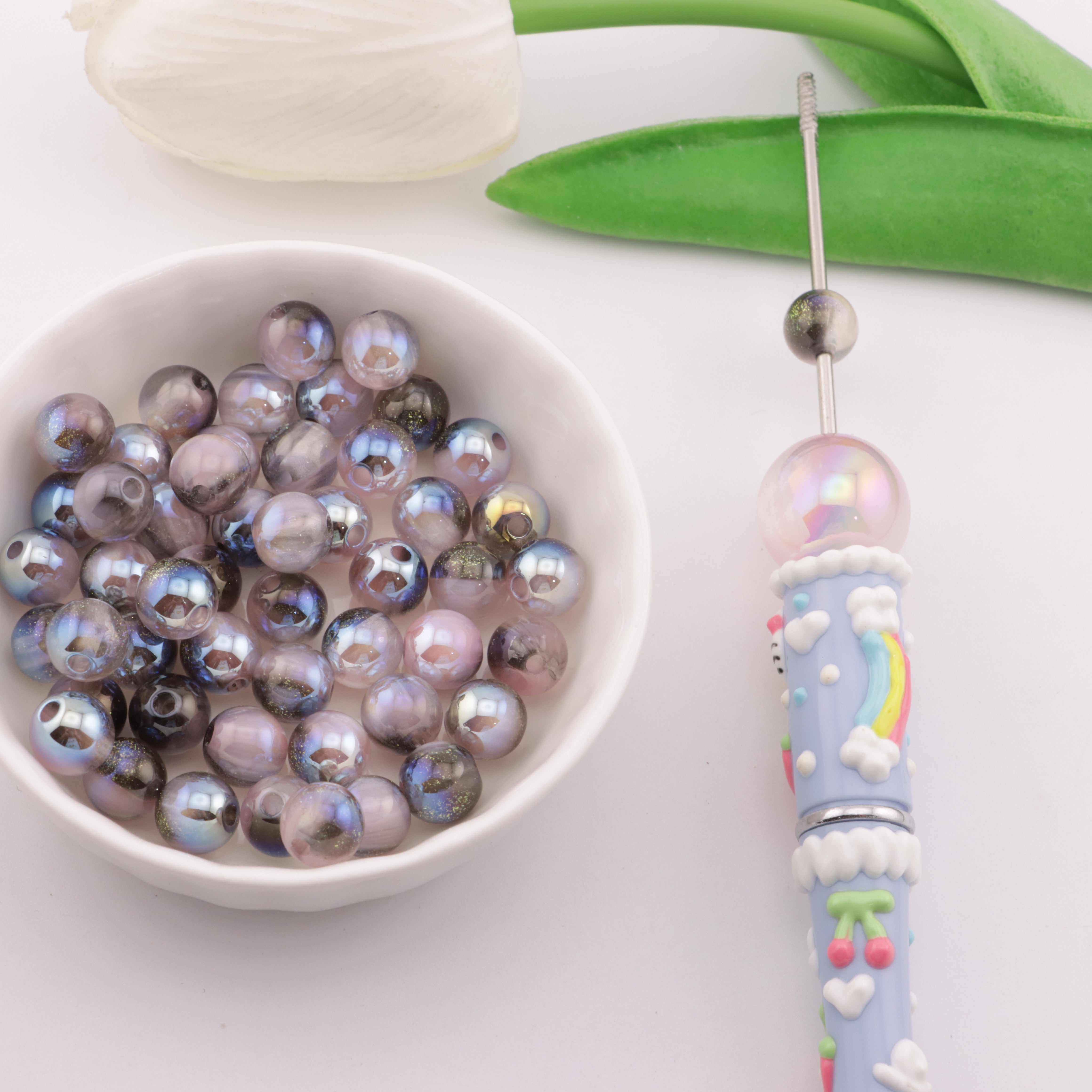 FS6185- 8mm Uv Color Changing Beads Fine Glitter Changing Beads Fit For Pen