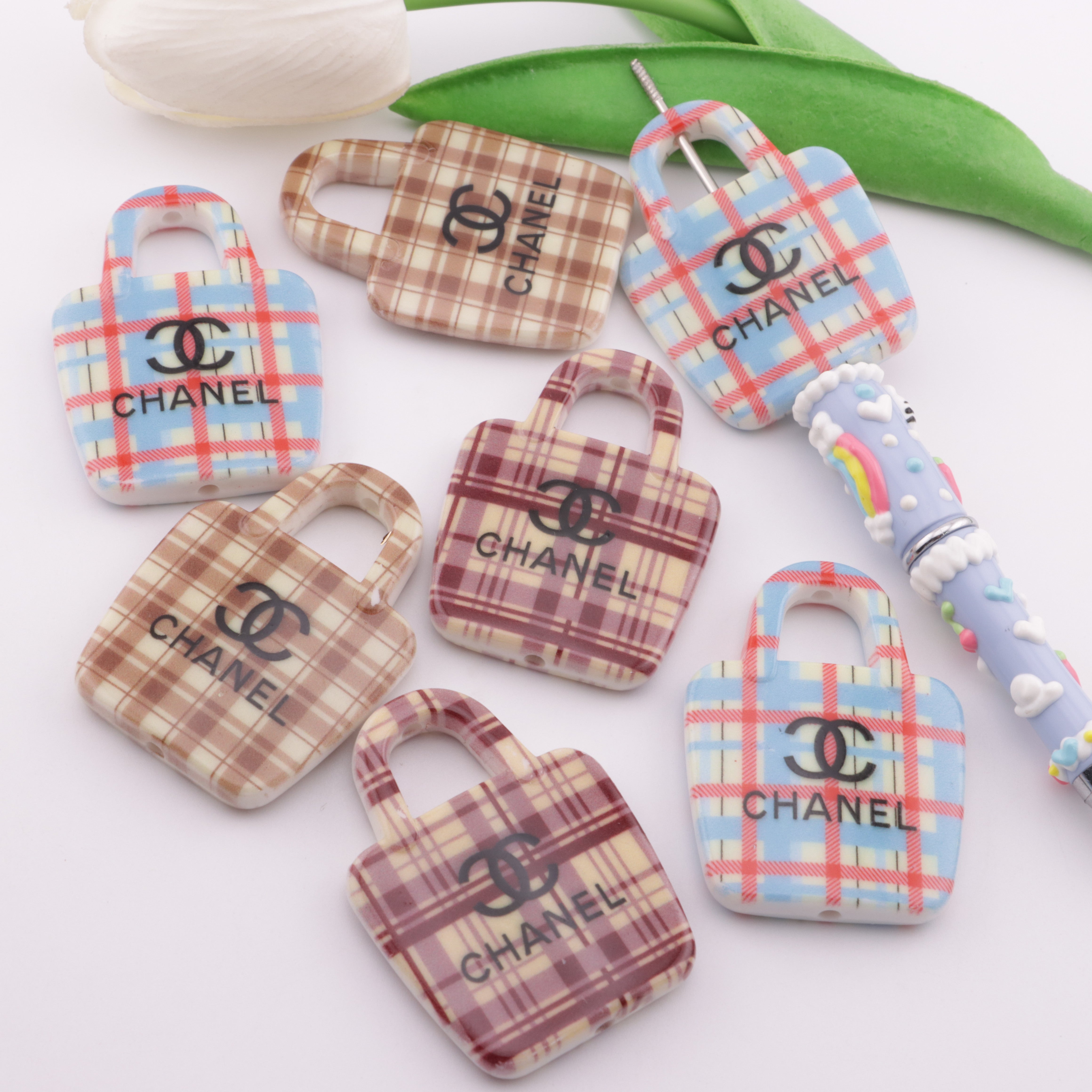 FS3891- CC Checkered Handbag Acrylic Beads Zoe's DIY Shop