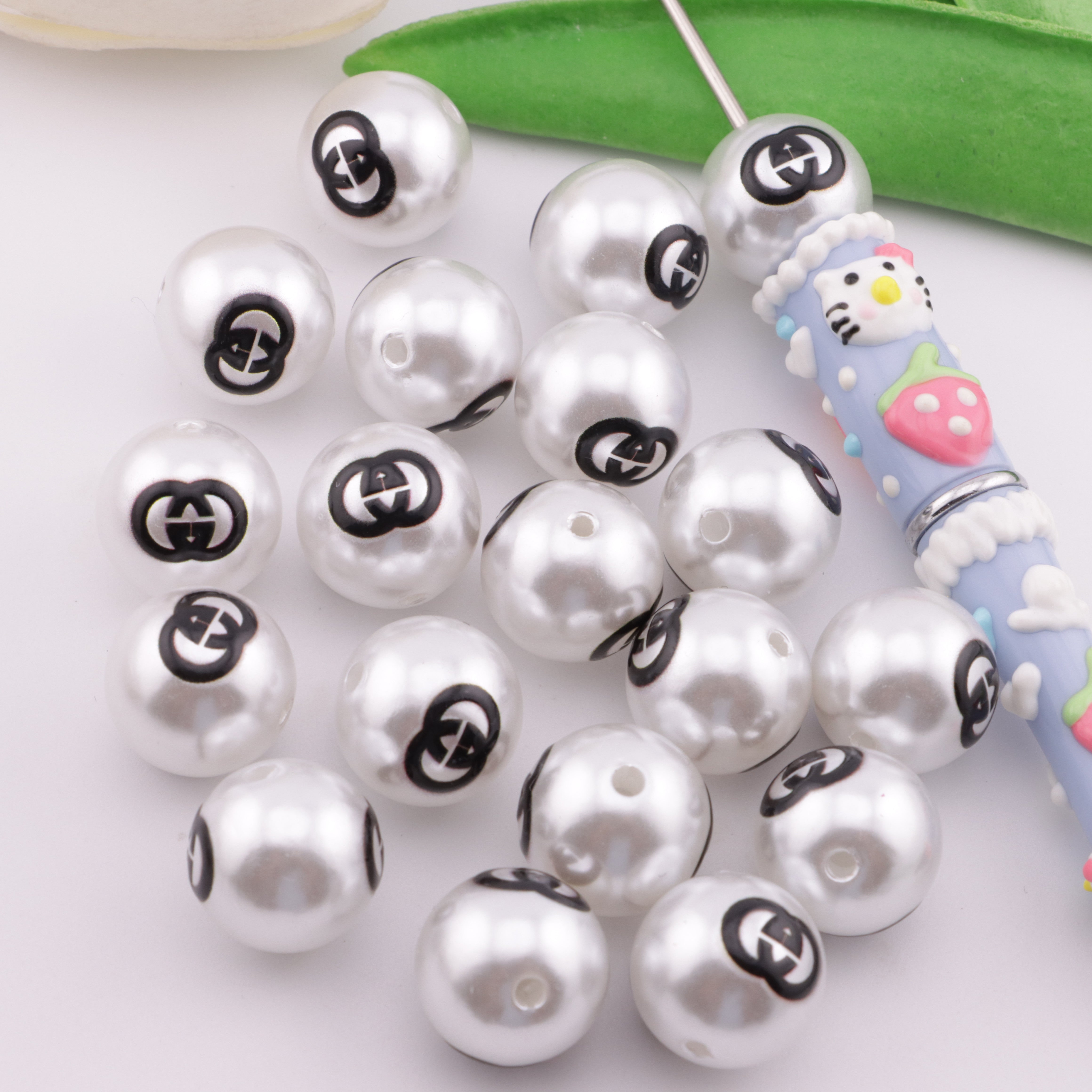 FS5542- 16mm Imitation Pearl GG Acrylic Beads (Thick Lines) Zoe's DIY Shop