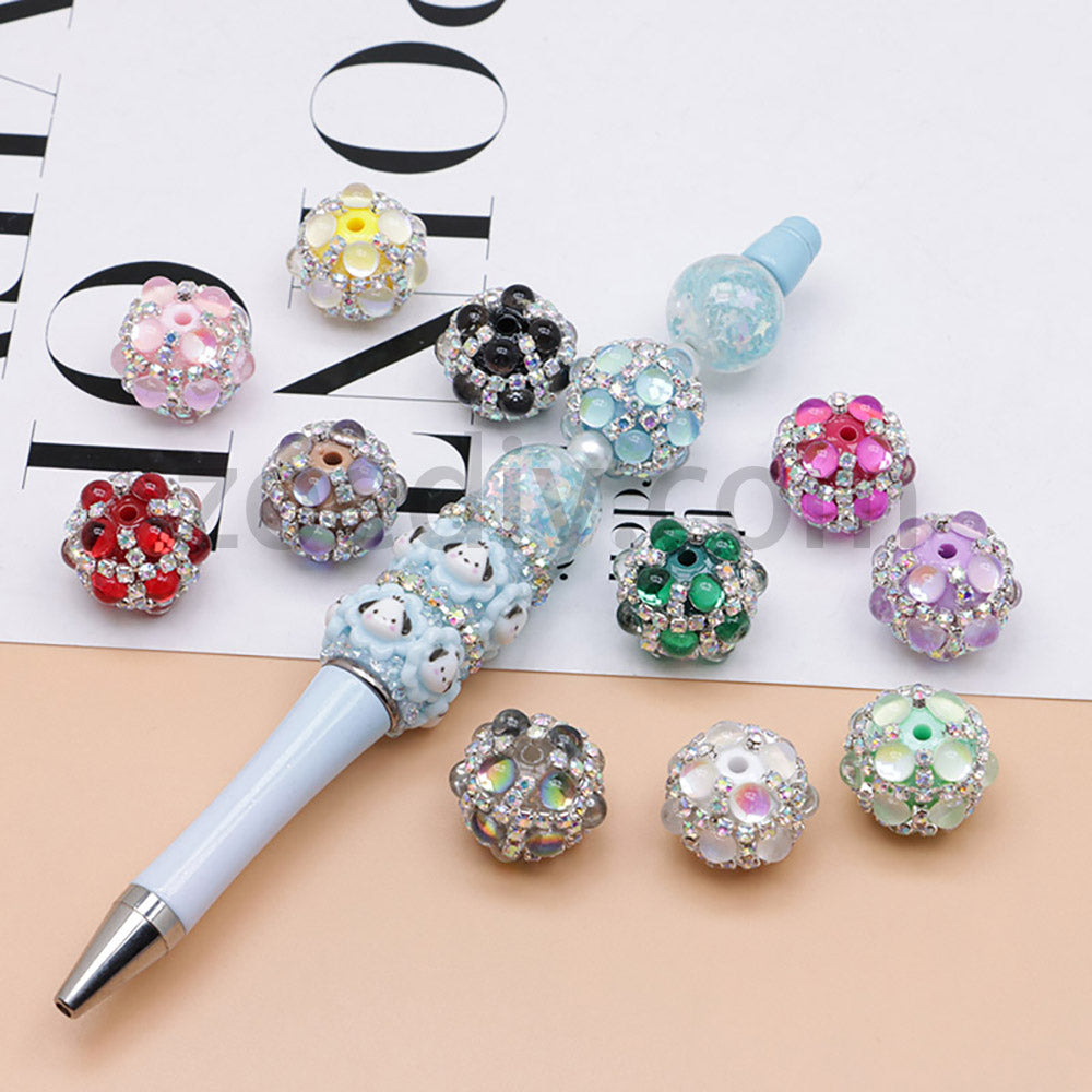 FS0366-16MM 혼합 색상 진주 풀 다이아몬드 인어 유리 구슬 (비즈 펜용)