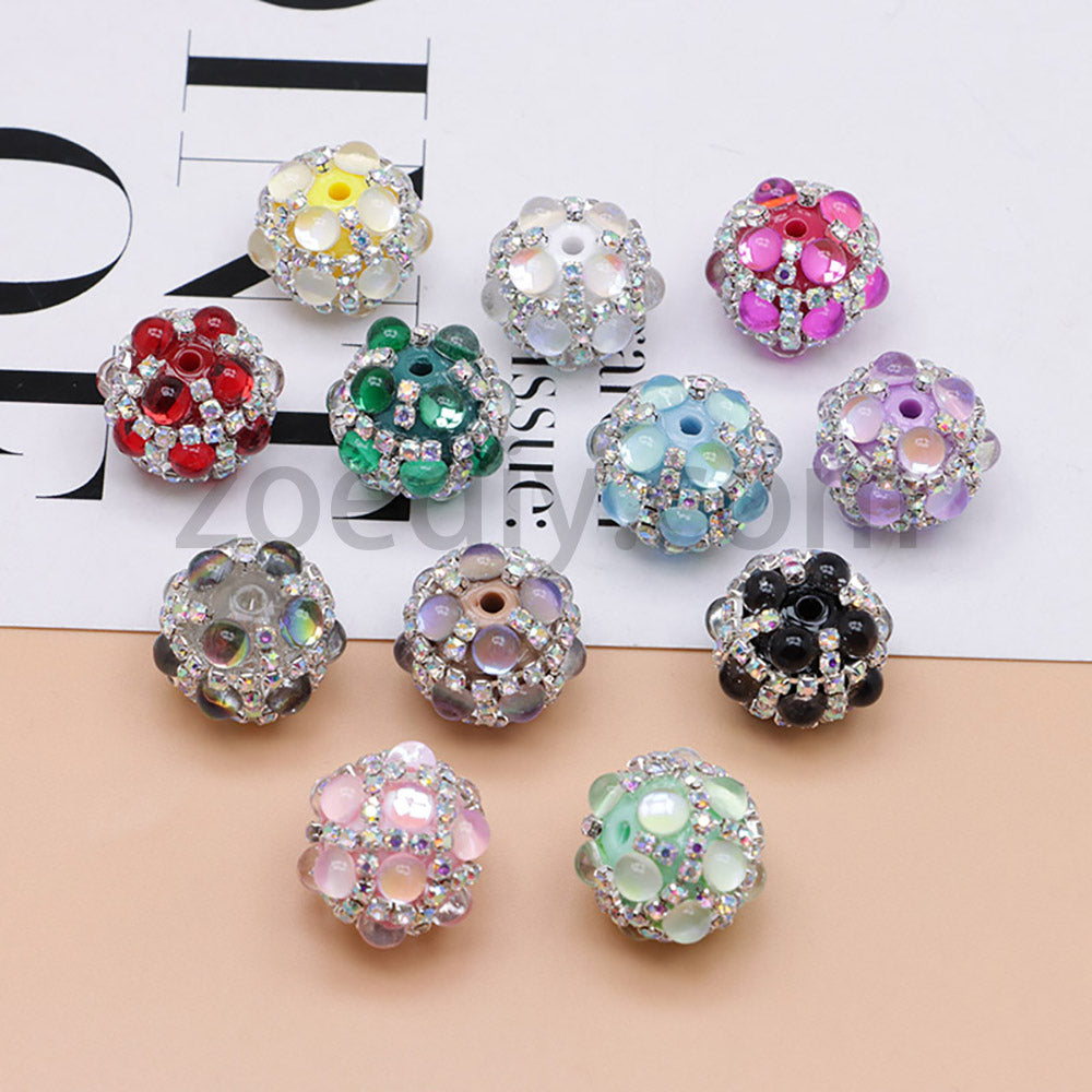 FS0366-16MM 혼합 색상 진주 풀 다이아몬드 인어 유리 구슬 (비즈 펜용)