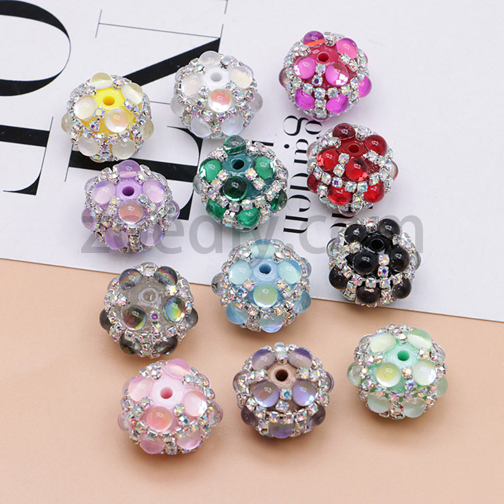 FS0366-16MM 혼합 색상 진주 풀 다이아몬드 인어 유리 구슬 (비즈 펜용)