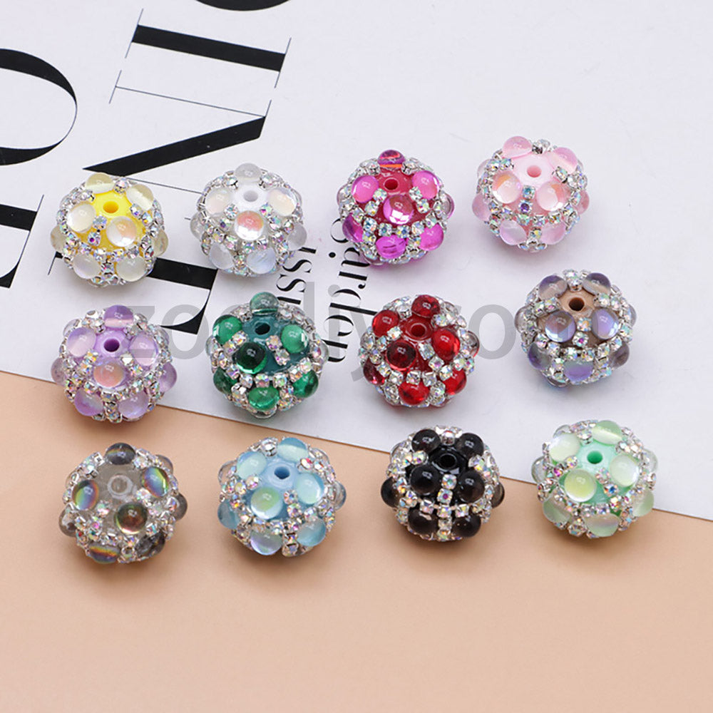 FS0366-16MM 혼합 색상 진주 풀 다이아몬드 인어 유리 구슬 (비즈 펜용)