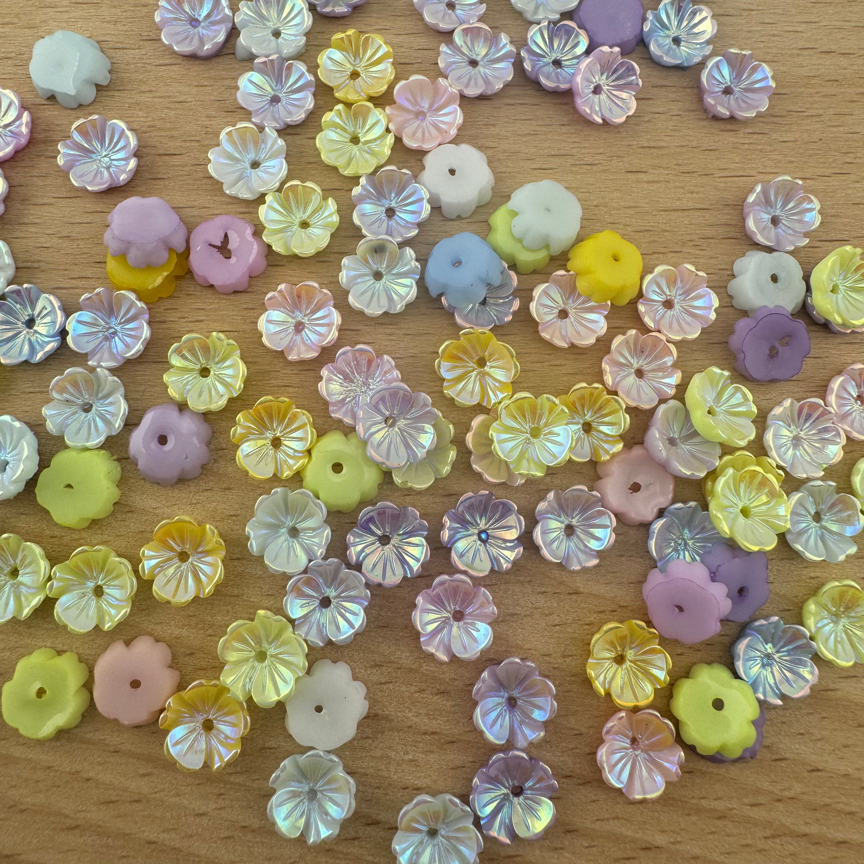 Mixed Color 7mm*7mm Flower Resin Nail Charms For Making Fancy Bead Or Fancy Pen