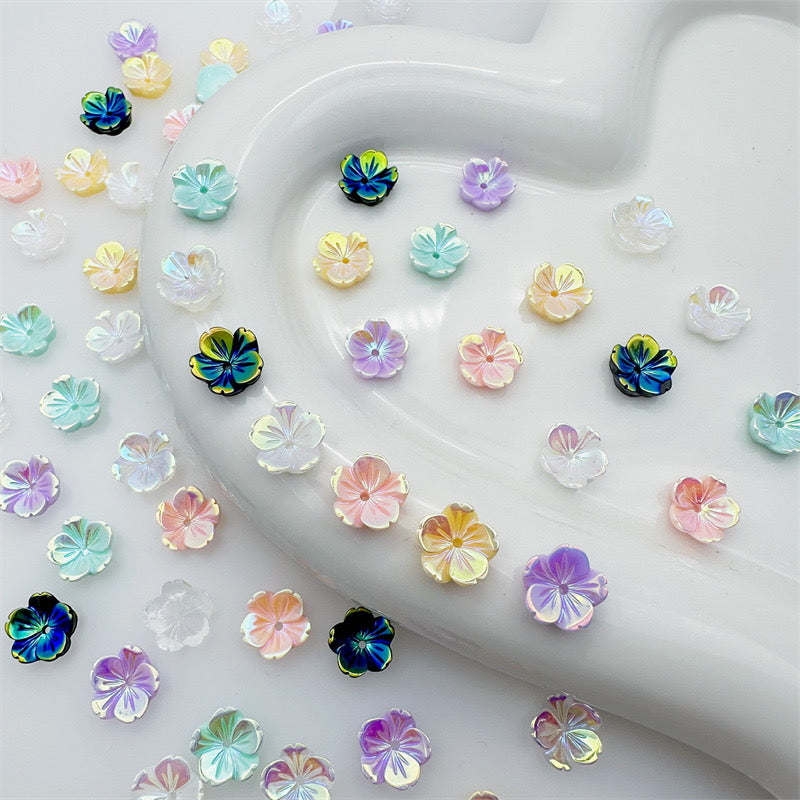 Mixed Color 7mm*7mm Flower Resin Nail Charms For Making Fancy Bead Or Fancy Pen