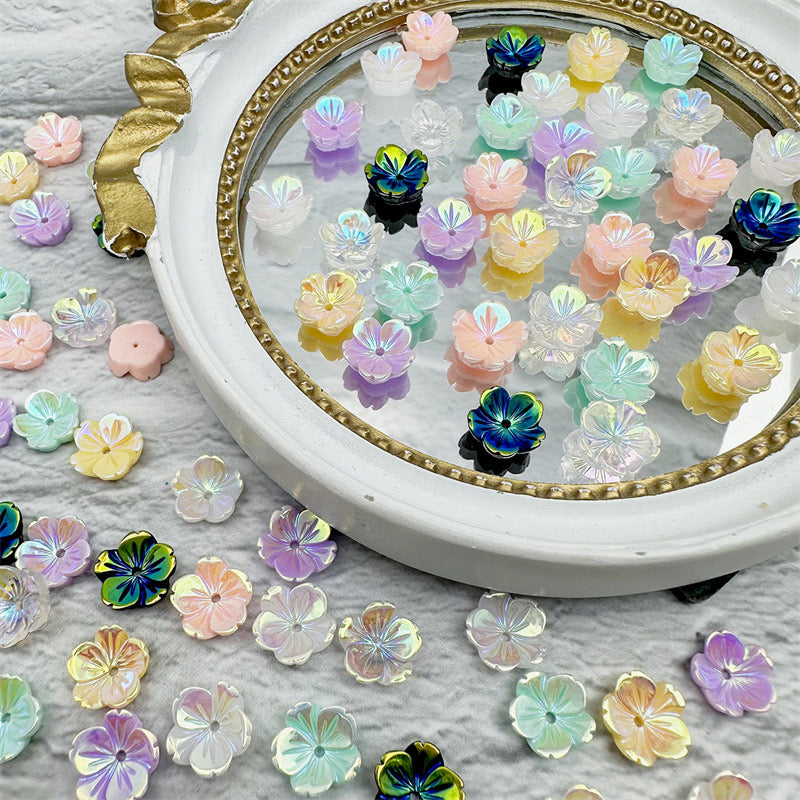 Mixed Color 7mm*7mm Flower Resin Nail Charms For Making Fancy Bead Or Fancy Pen