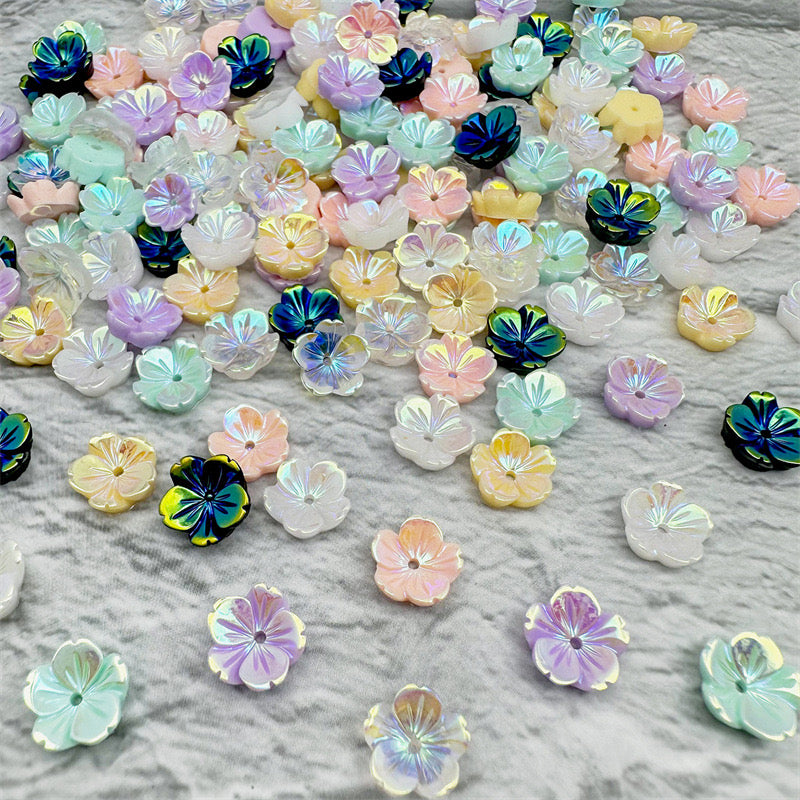 Mixed Color 7mm*7mm Flower Resin Nail Charms For Making Fancy Bead Or Fancy Pen