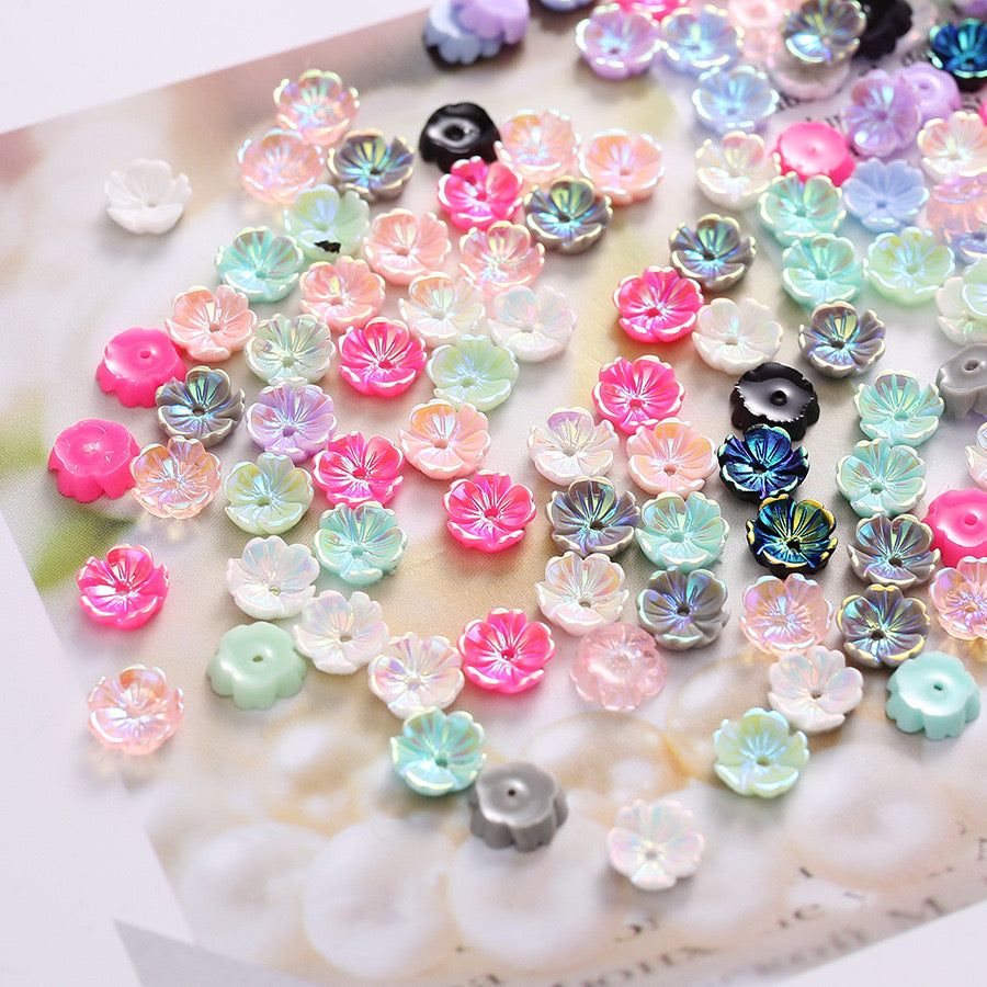 Mixed Color 7mm*7mm Flower Resin Nail Charms For Making Fancy Bead Or Fancy Pen