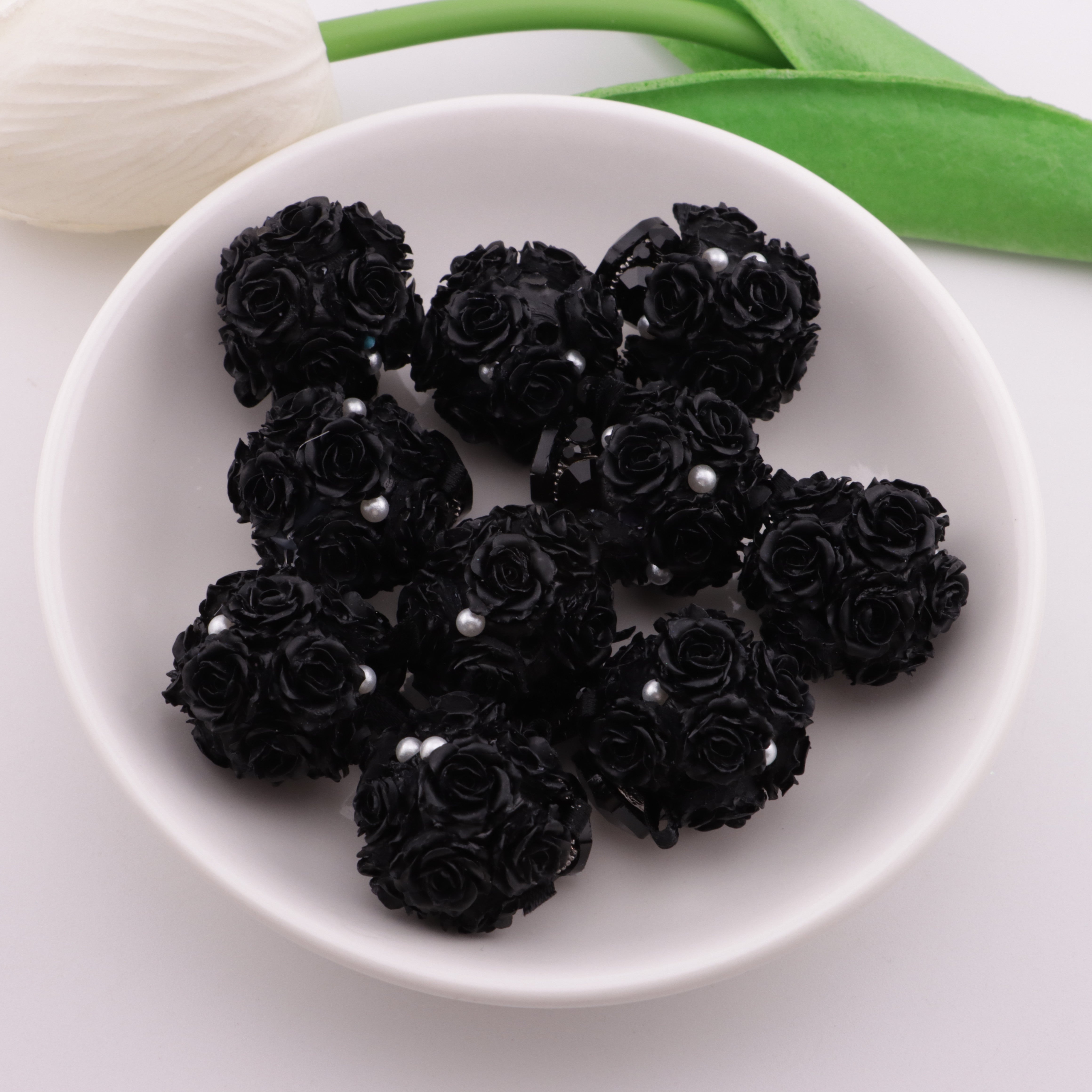FS6266- 18mm Drilled Flower Ball Ceramic Clay Beads