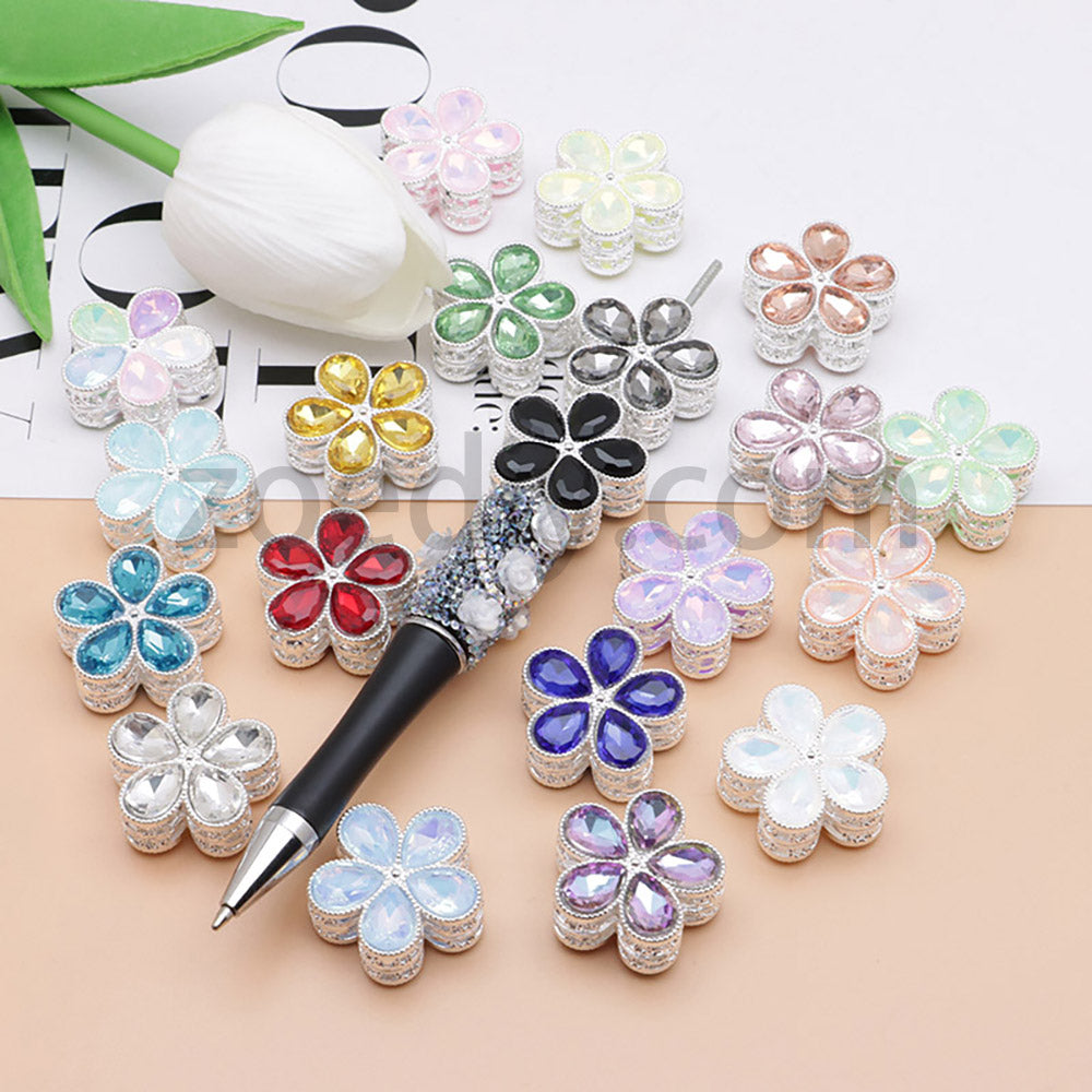 FS1642-25MM Mocha Diamond Flower Metal Beads Fit For Beadable Pen