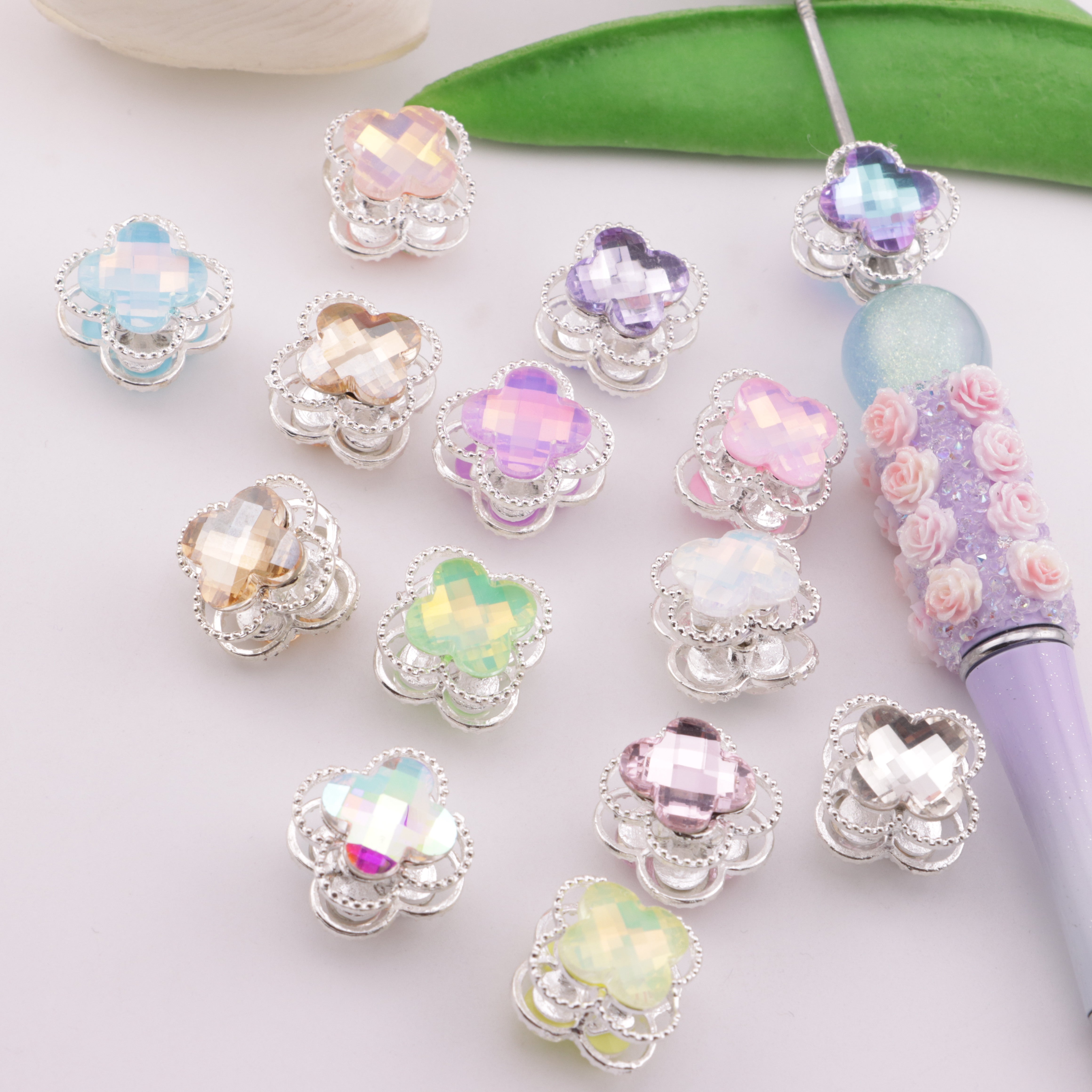 FS6304- Clover Alloy 4 Hole Metal Beads Fit For Beadable Pens