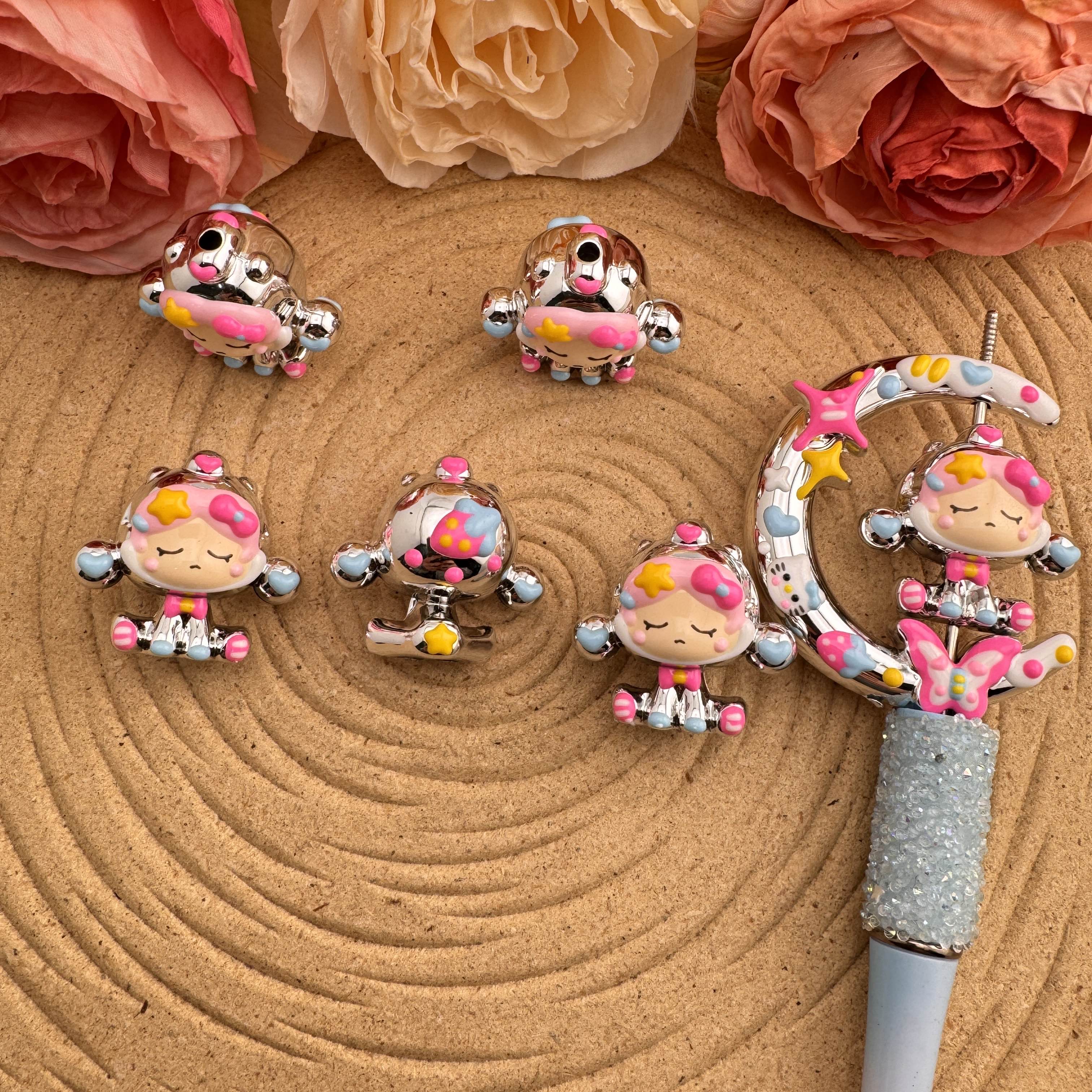 SP 3D Hand Painted Acrylic Beads For Making Keychain Beadable Pens About 27mm Zoe DIY Wholesale