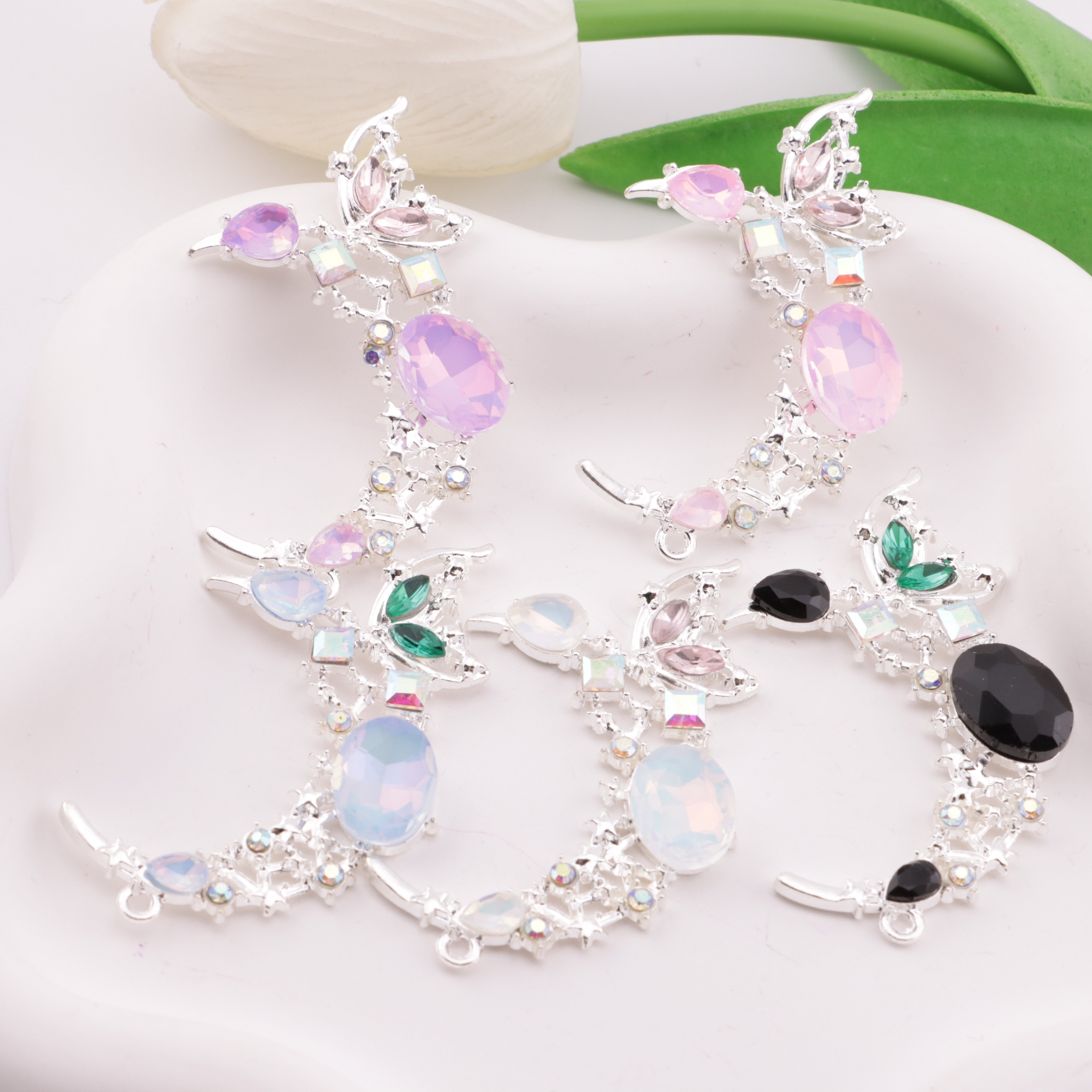 FS6346- 55×33mm Butterfly Moon Metal Beads Butterfly Moon Metal Patches