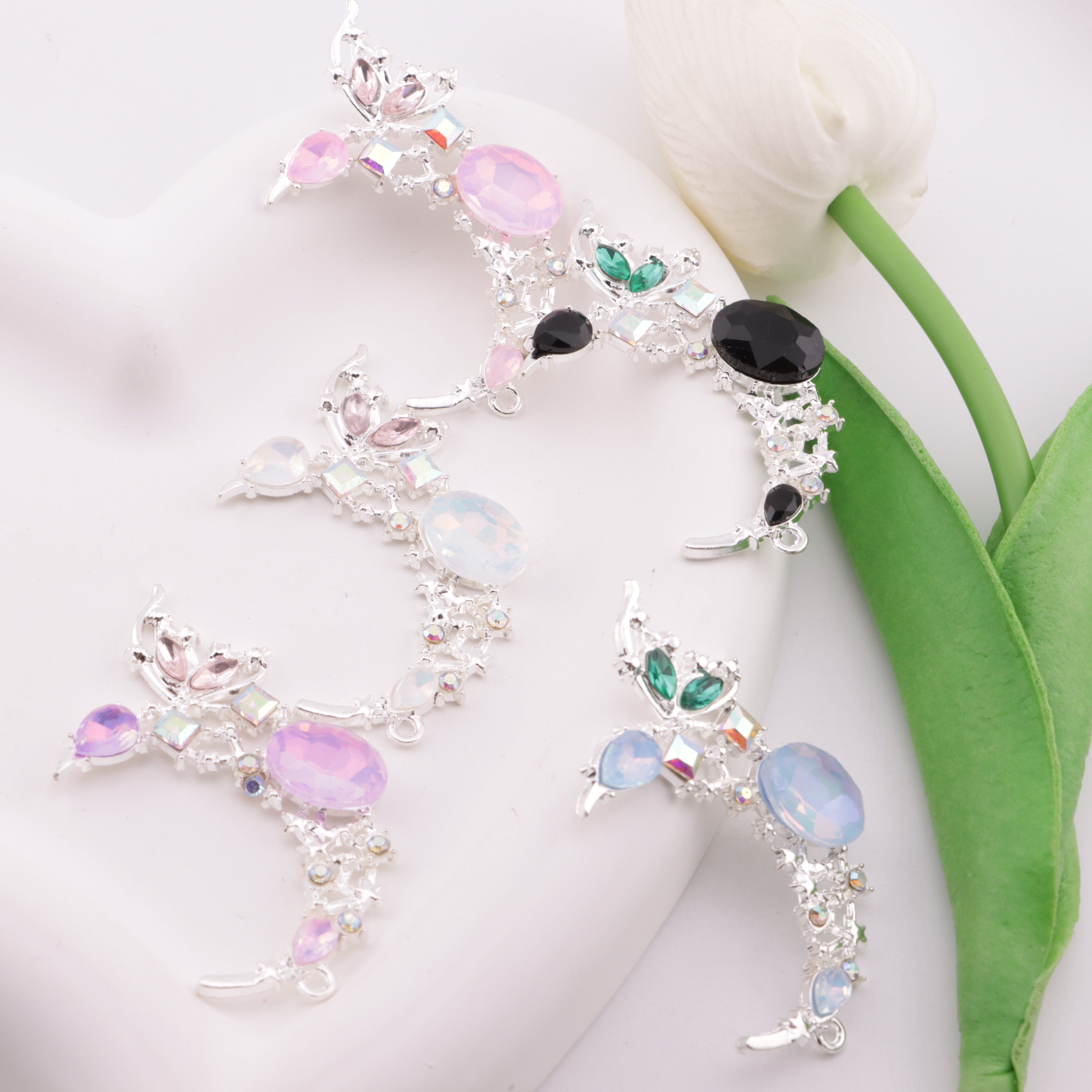 FS6346- 55×33mm Butterfly Moon Metal Beads Butterfly Moon Metal Patches