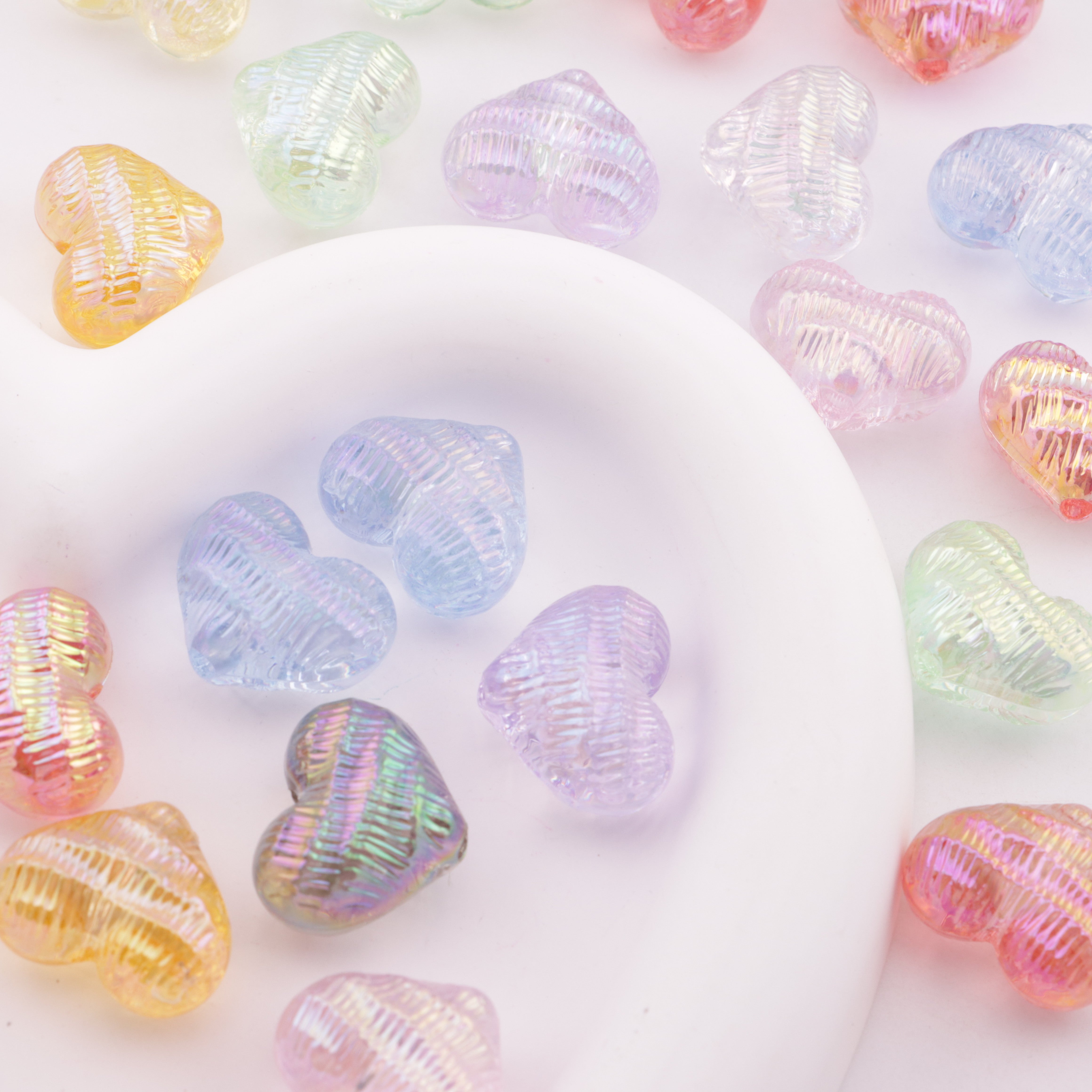 FS6339- 17mm UV Heart Beads With Wrinkled Surface