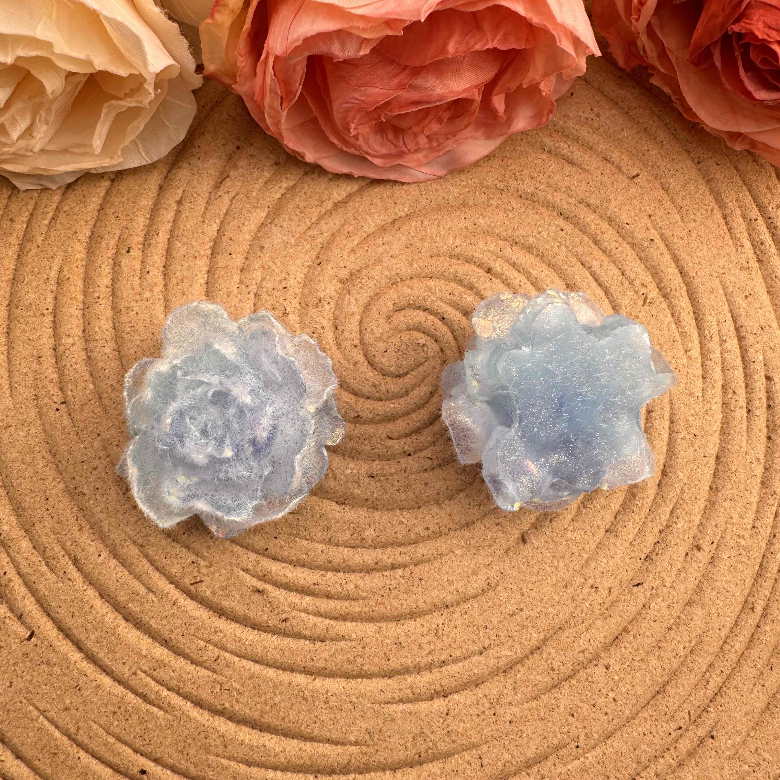 FS10057- 32mm Glowing Flocked Rose Flower For Making Fancy Beads